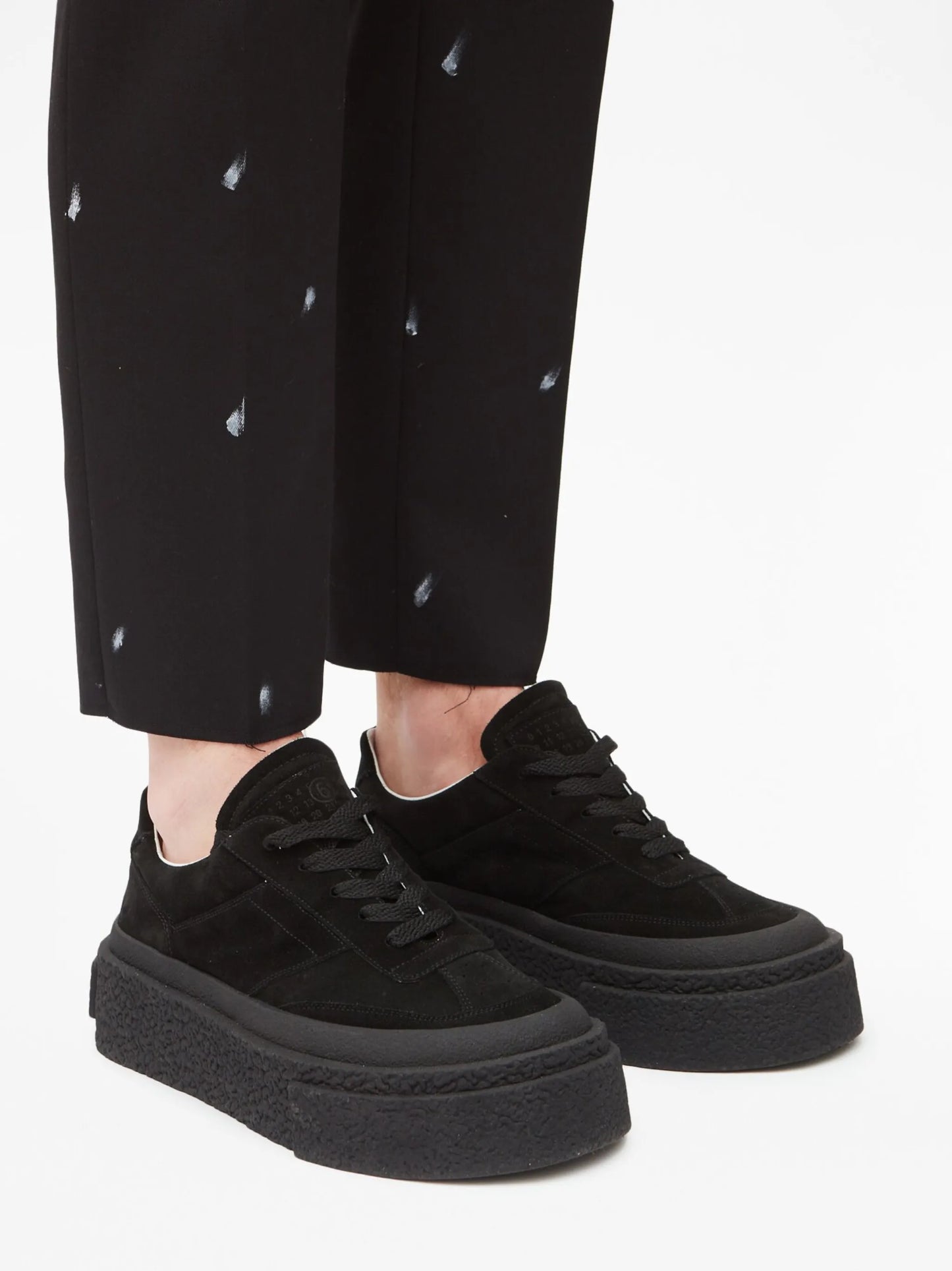 logo-embossed suede sneakers