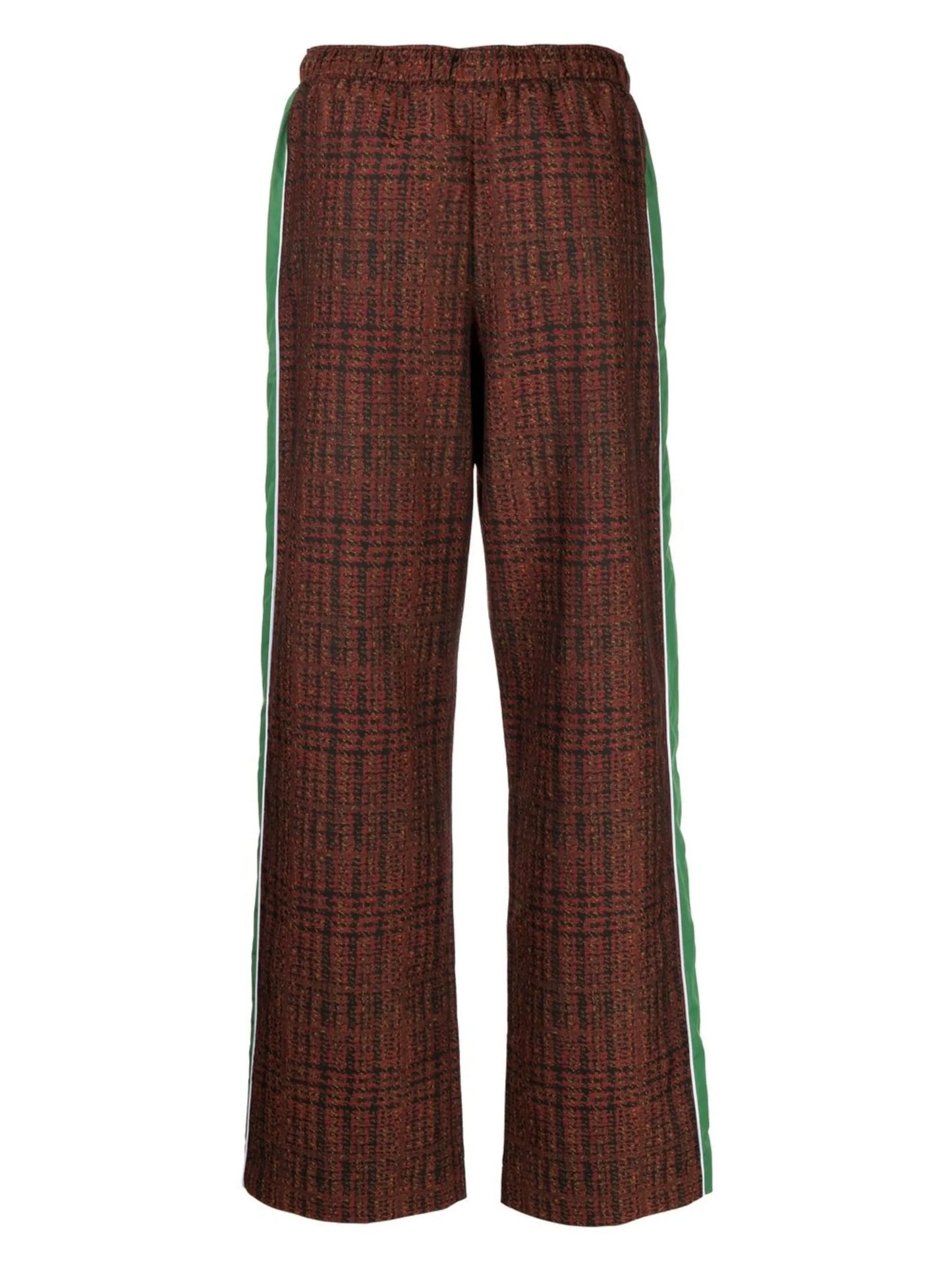check-pattern straight-leg trousers
