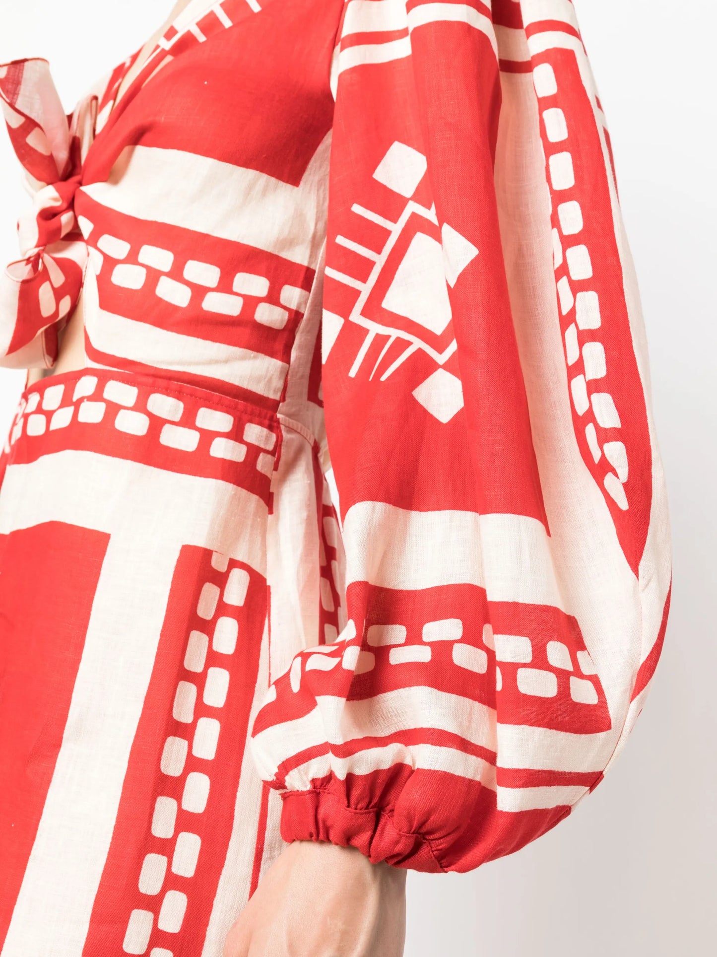 Sun Goddess printed linen dress