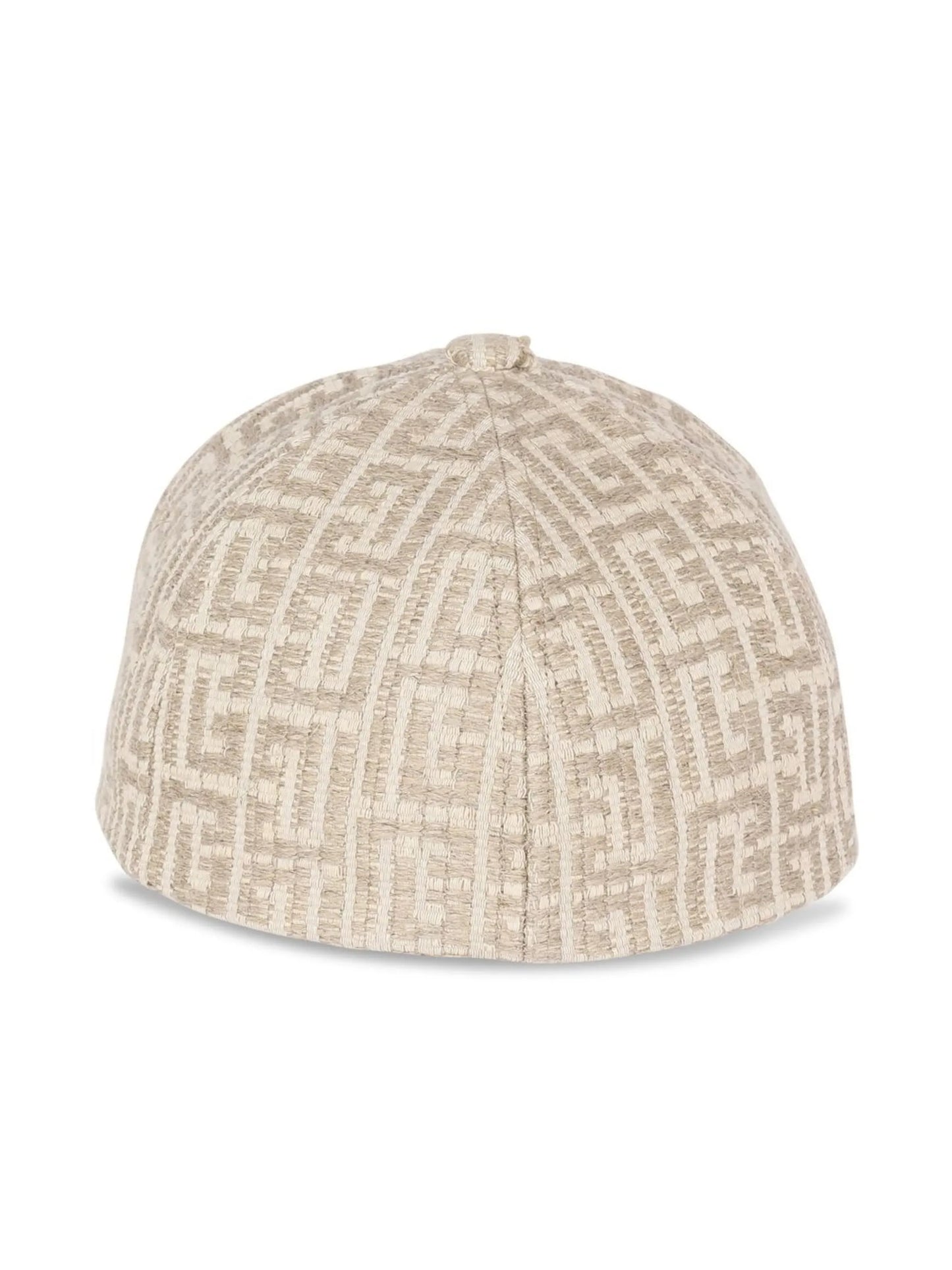 monogram-pattern linen cap
