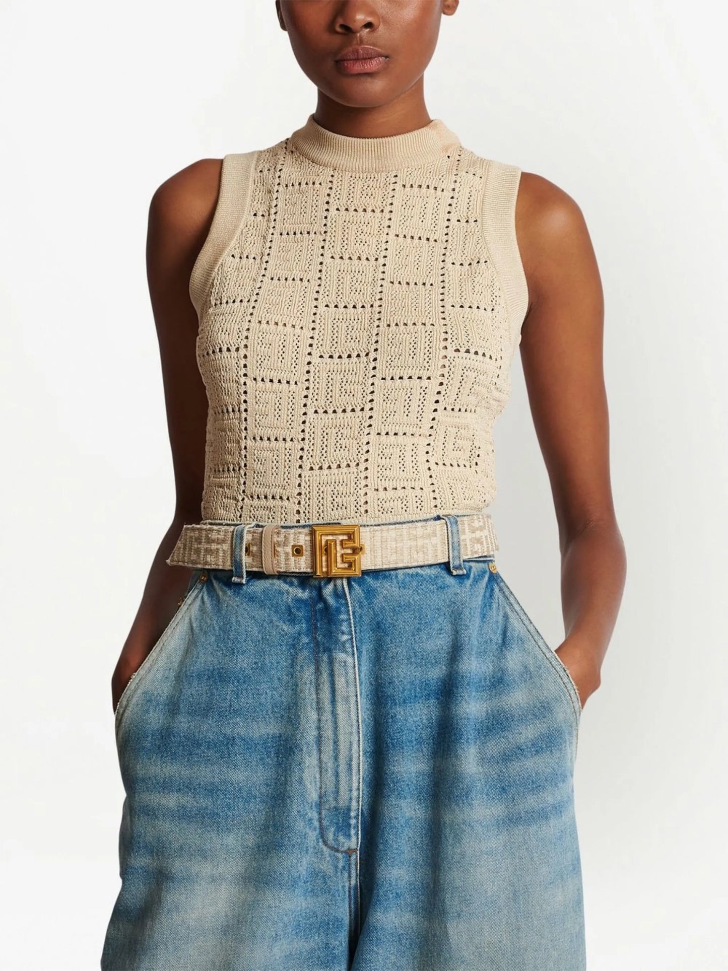 bicolour jacquard monogram belt