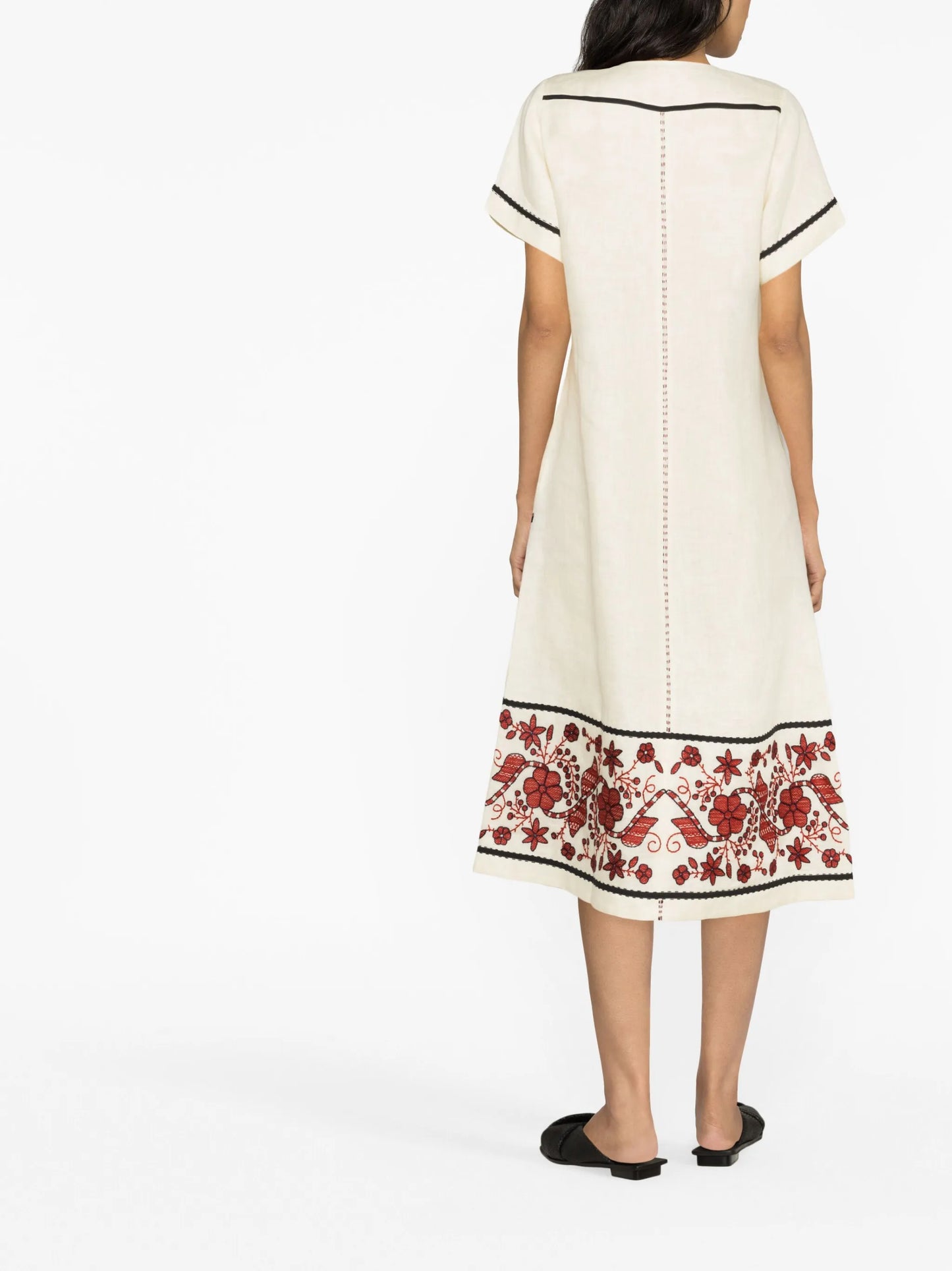 Sasha embroidered linen midi dress