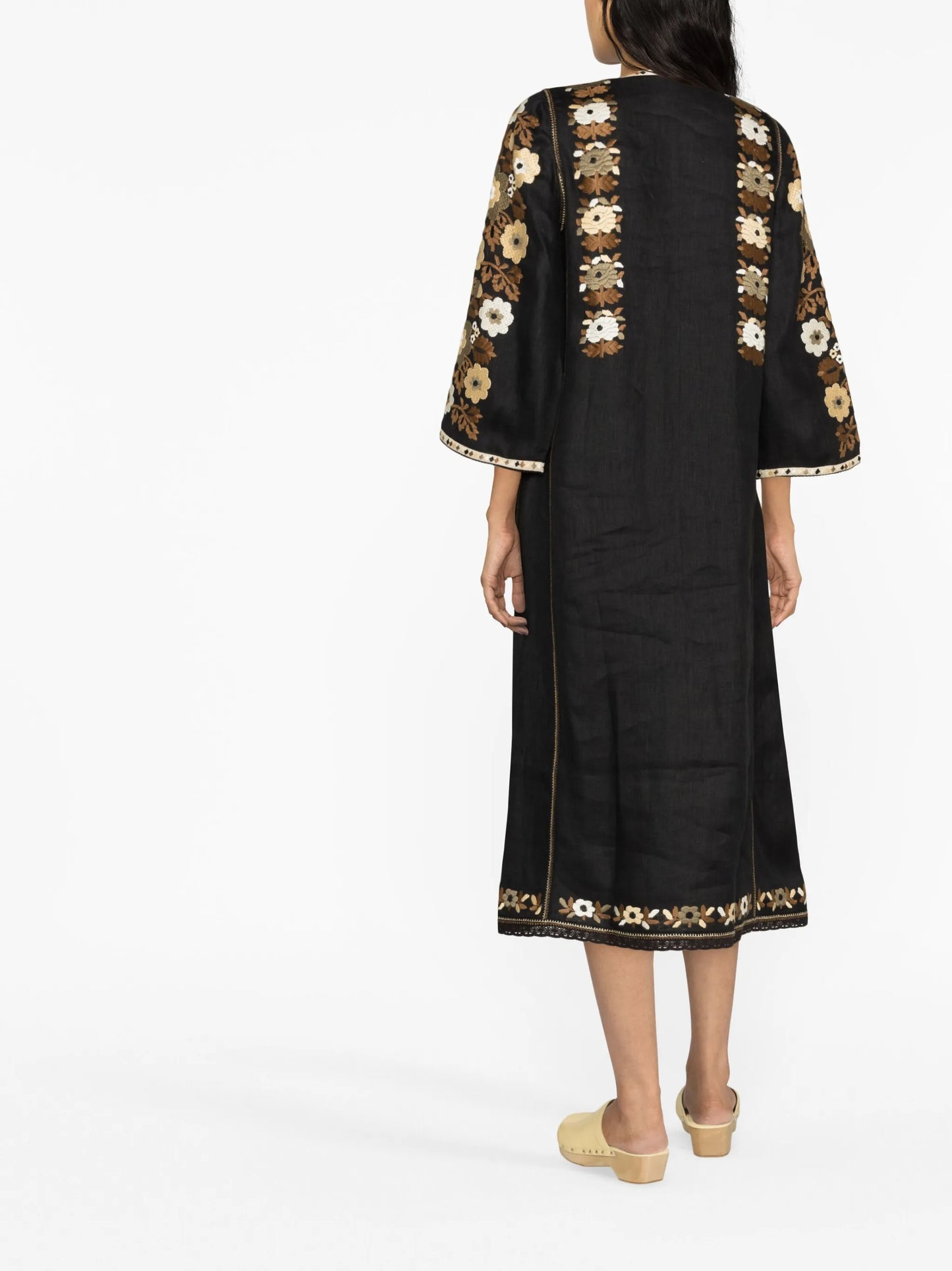 Amanda floral-embroidery midi dress