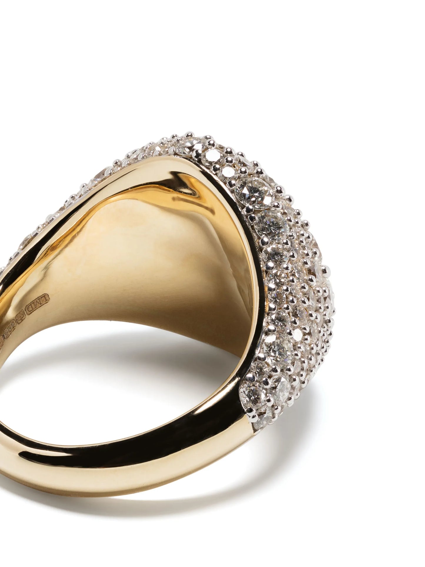 14kt yellow gold Signature diamond signet ring