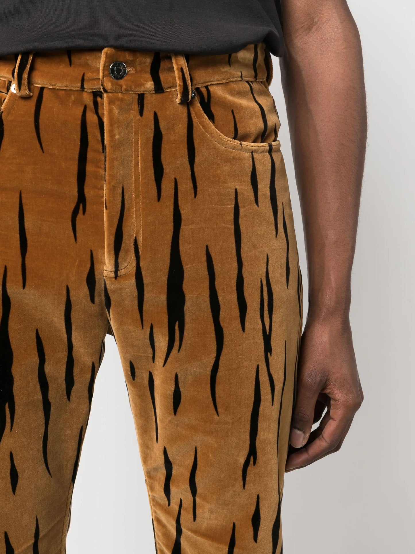 tiger-print velvet trousers