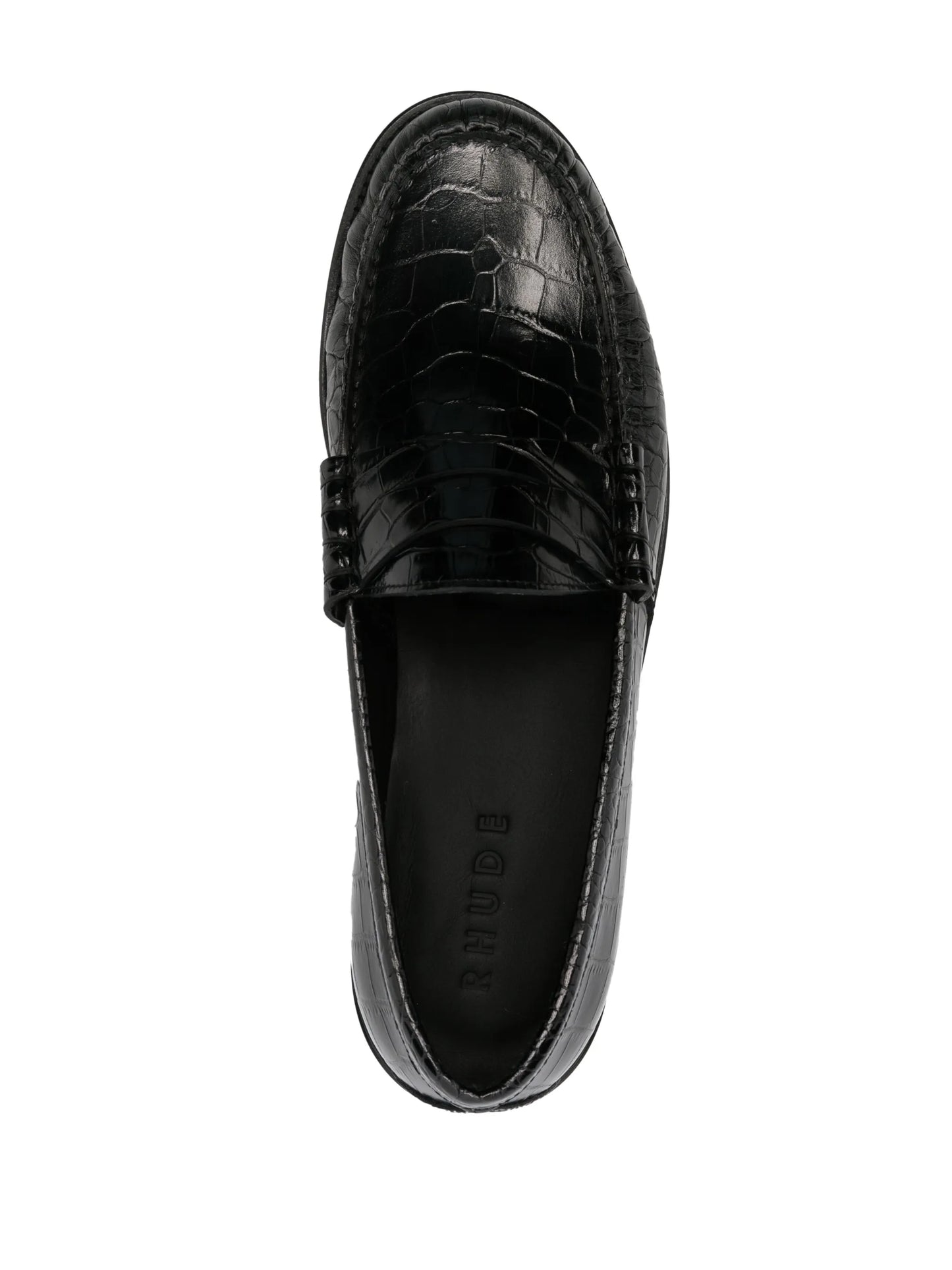 crocodile-effect leather loafers