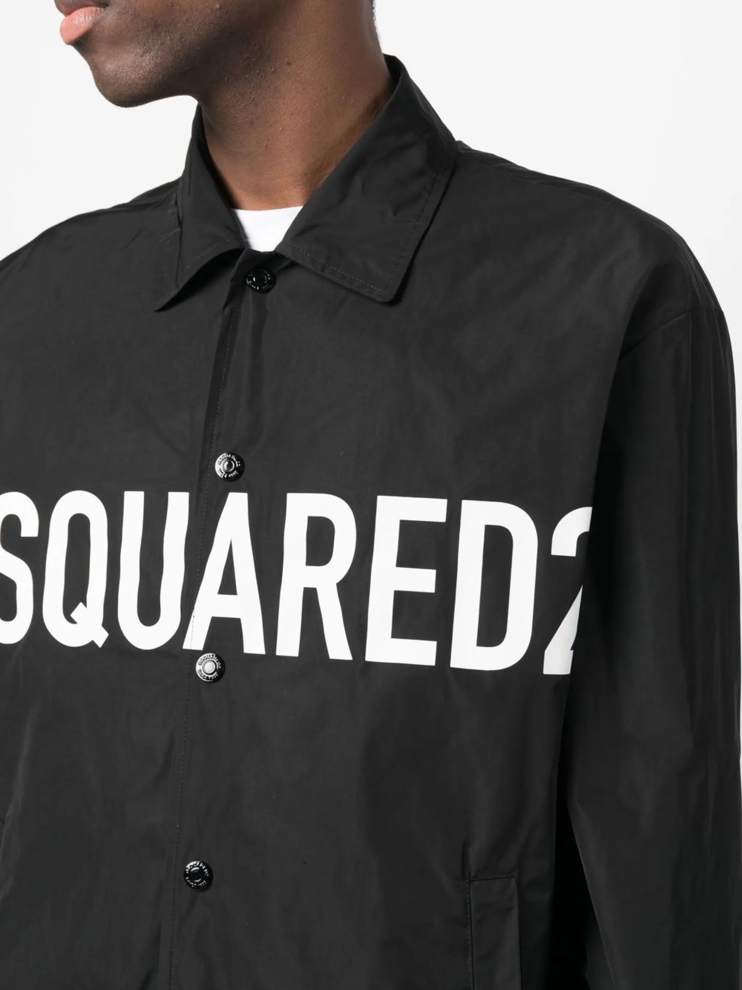 logo-print shirt jacket