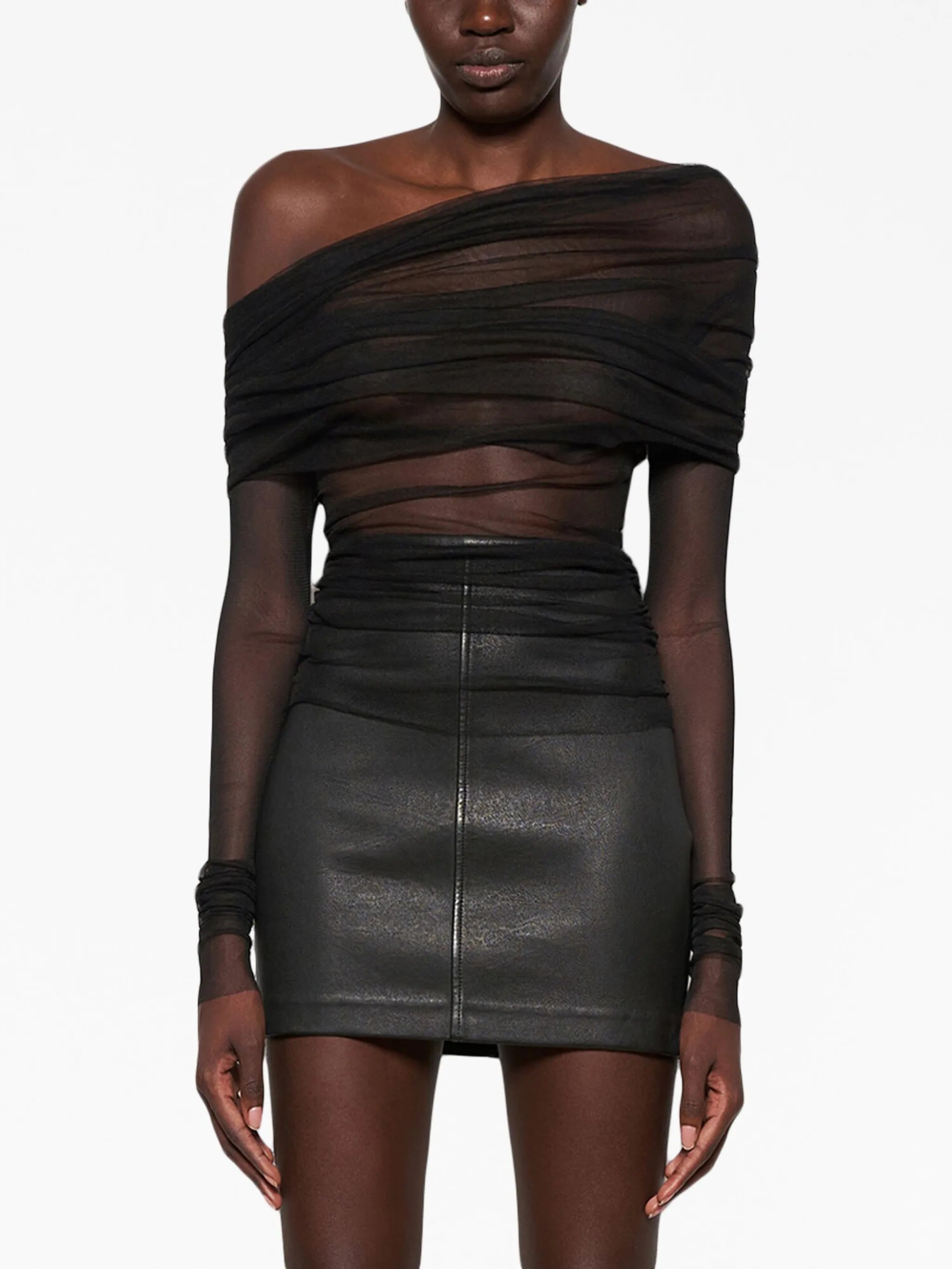 Veiled silk top