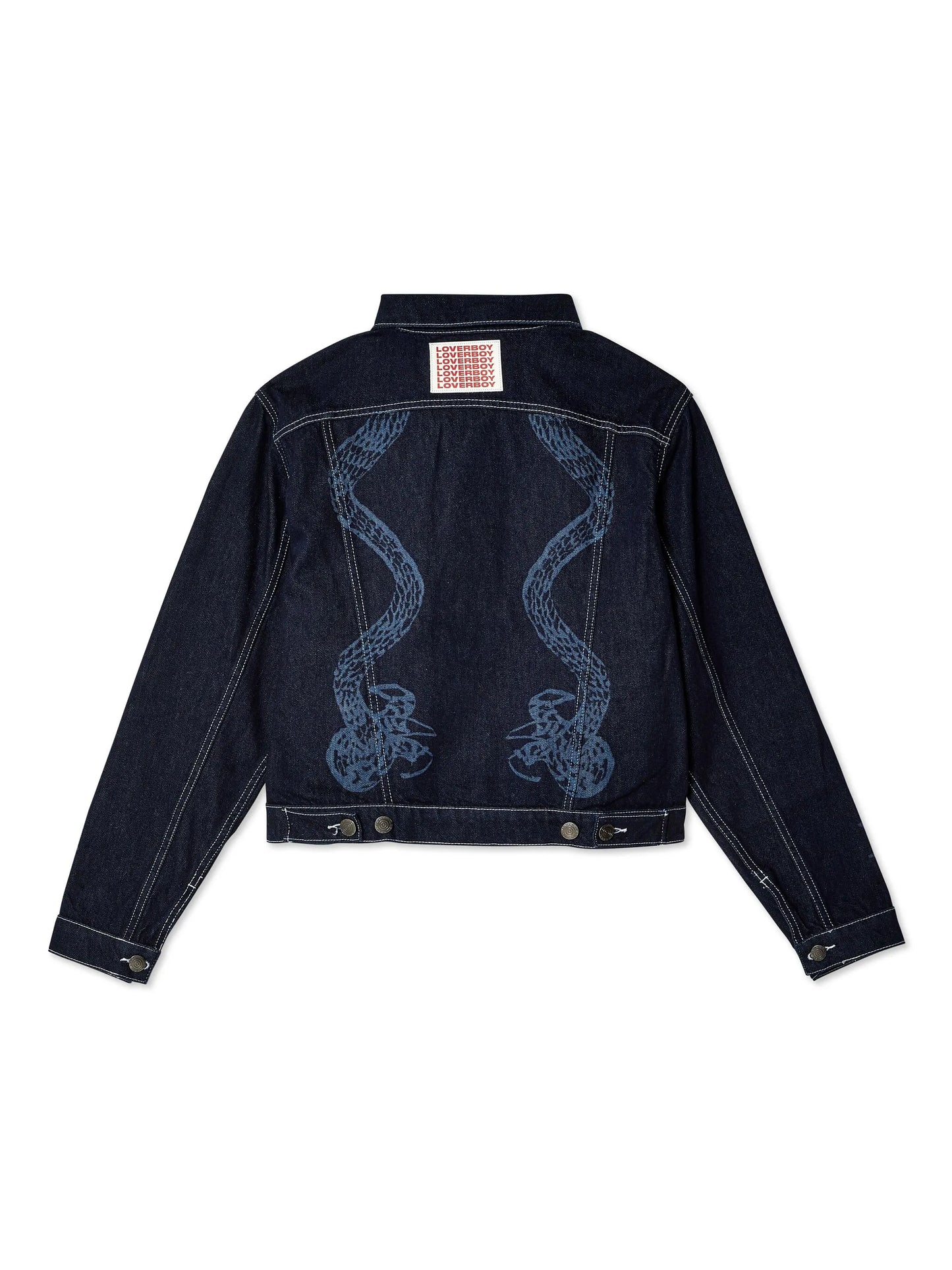 snake-print denim jacket