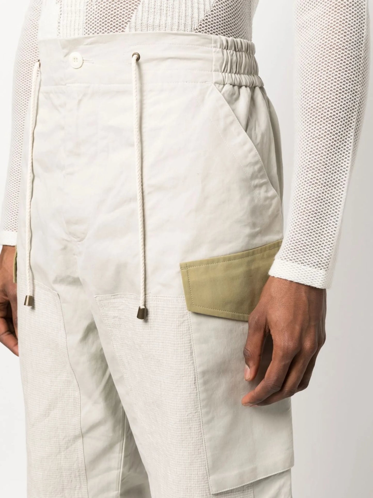 drawstring-cuff cargo trousers