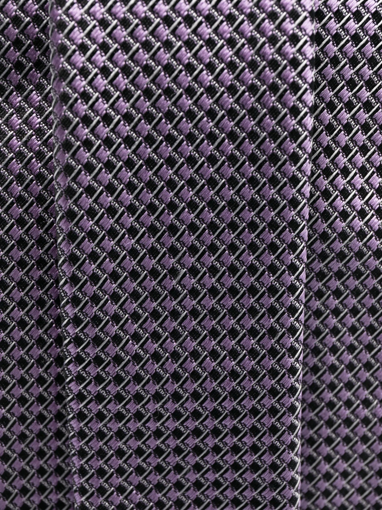 check-pattern silk tie