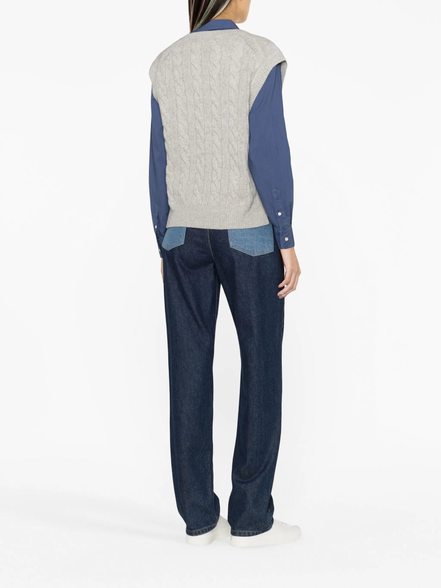 sleeveless cable-knit vest
