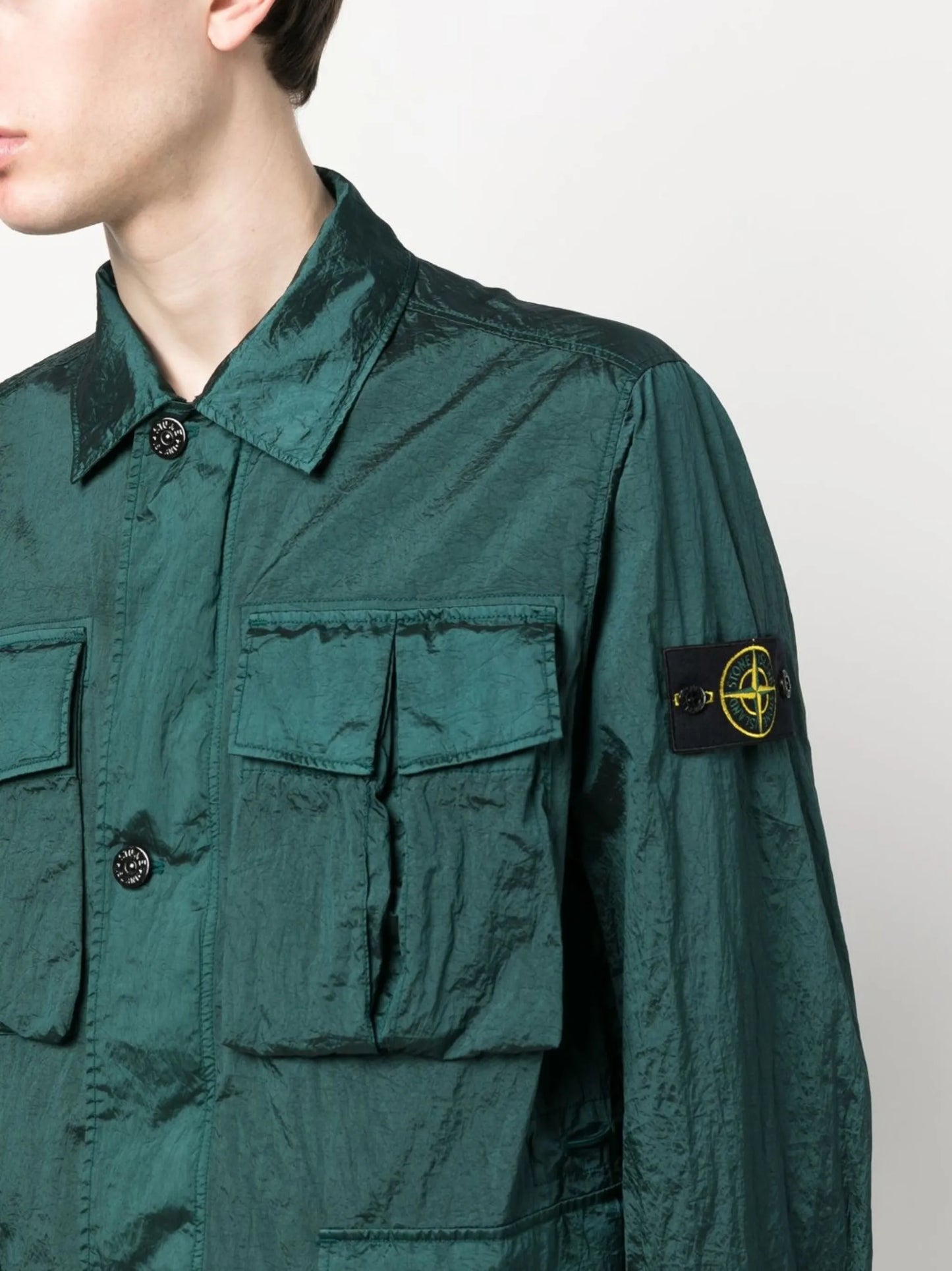 Compass-patch shirt jacket