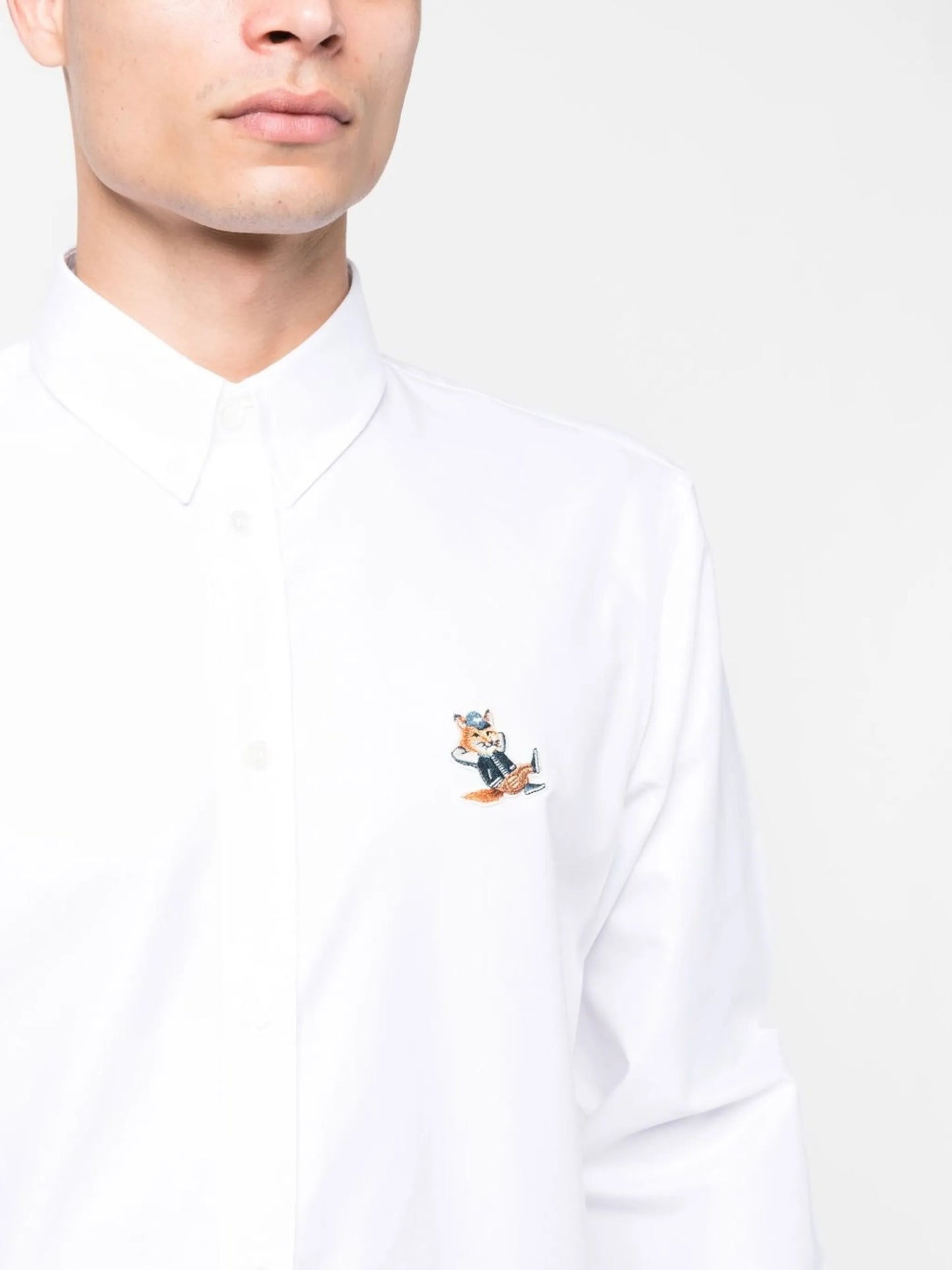 fox-patch long-sleeve shirt