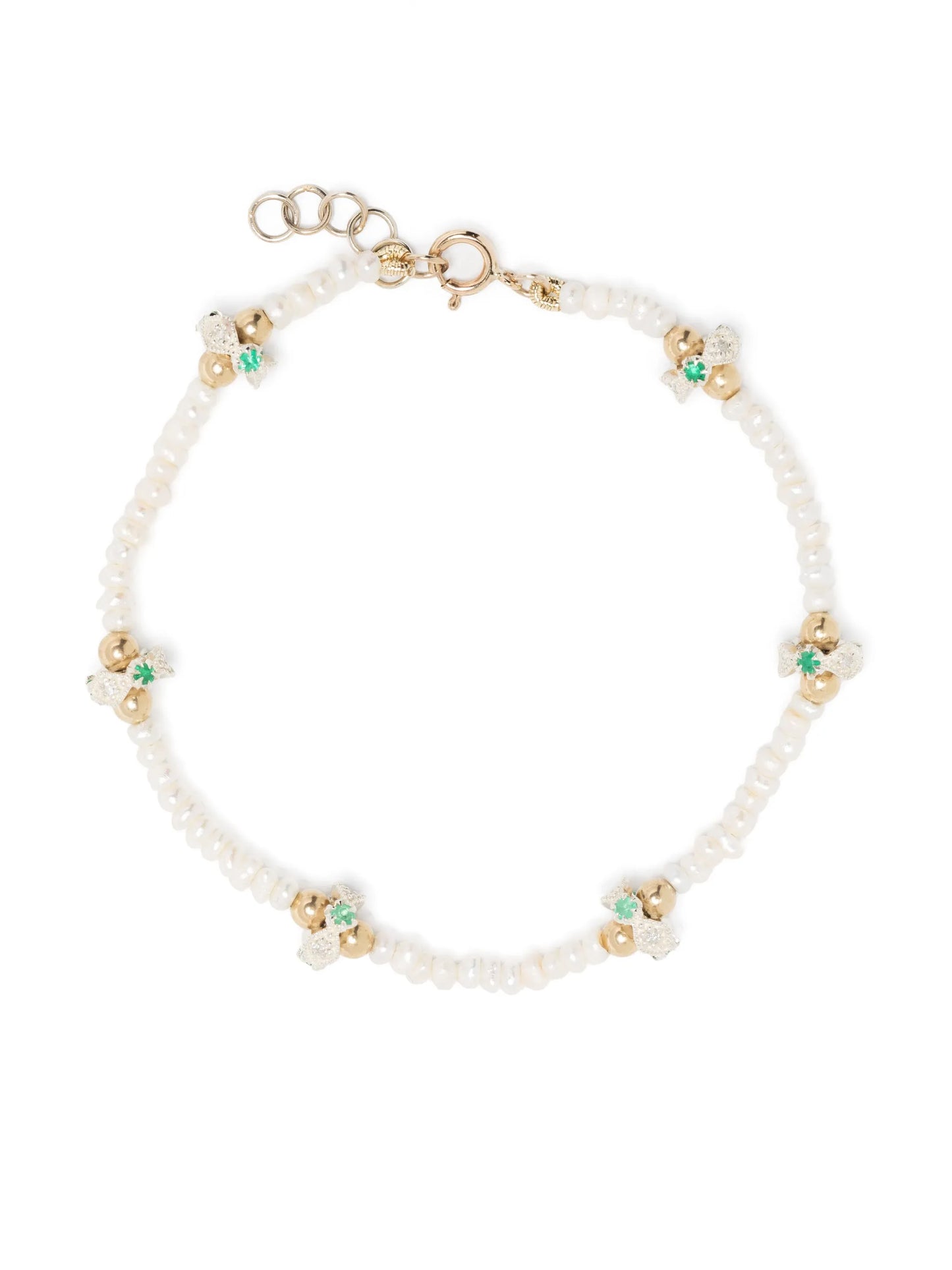 9kt yellow gold Chelsea N°1 pearl and diamond bracelet