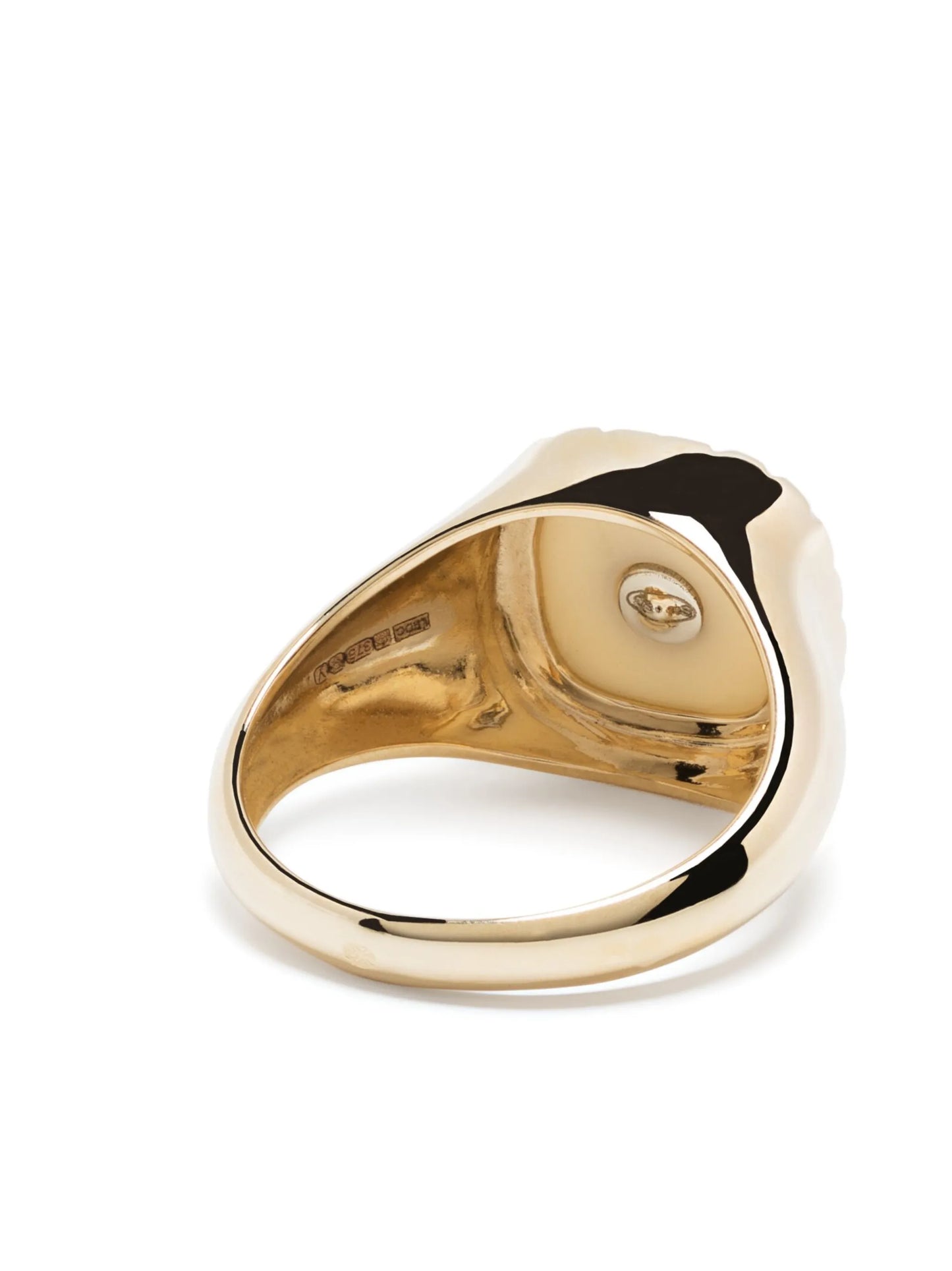 9kt yellow gold Pierrot bakelite and diamond signet ring