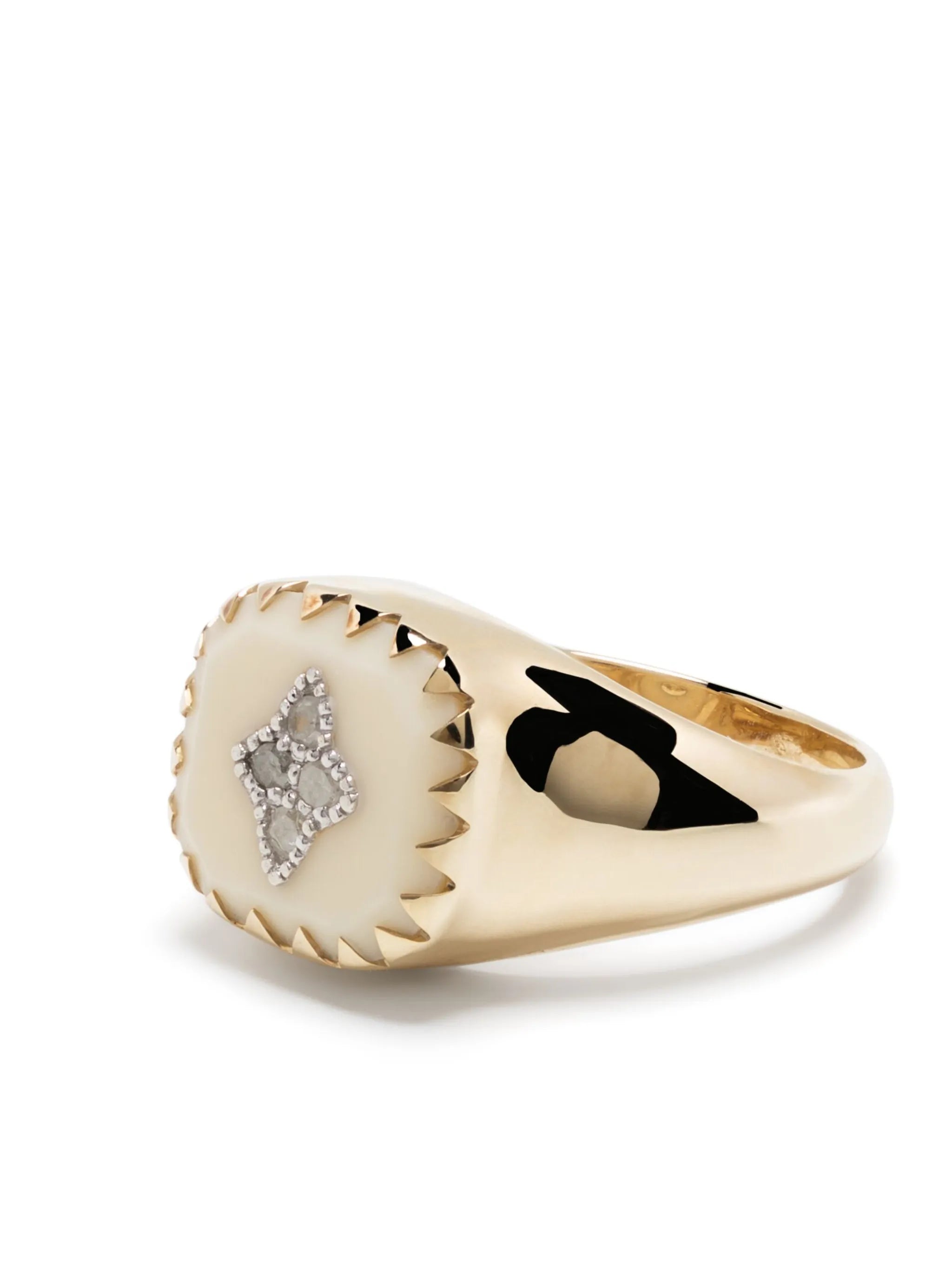 9kt yellow gold Pierrot bakelite and diamond signet ring