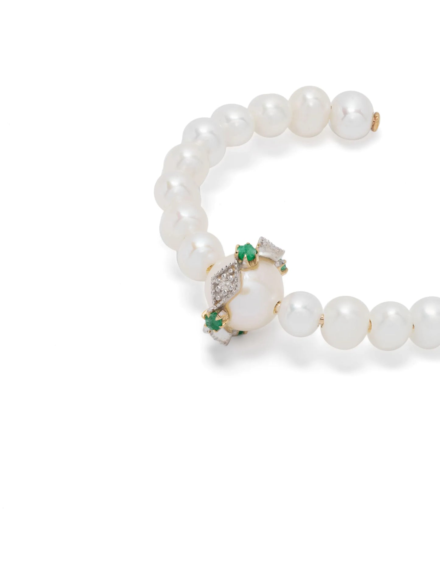 9kt yellow-gold Chelsea N°1 pearl and diamond hoop earring