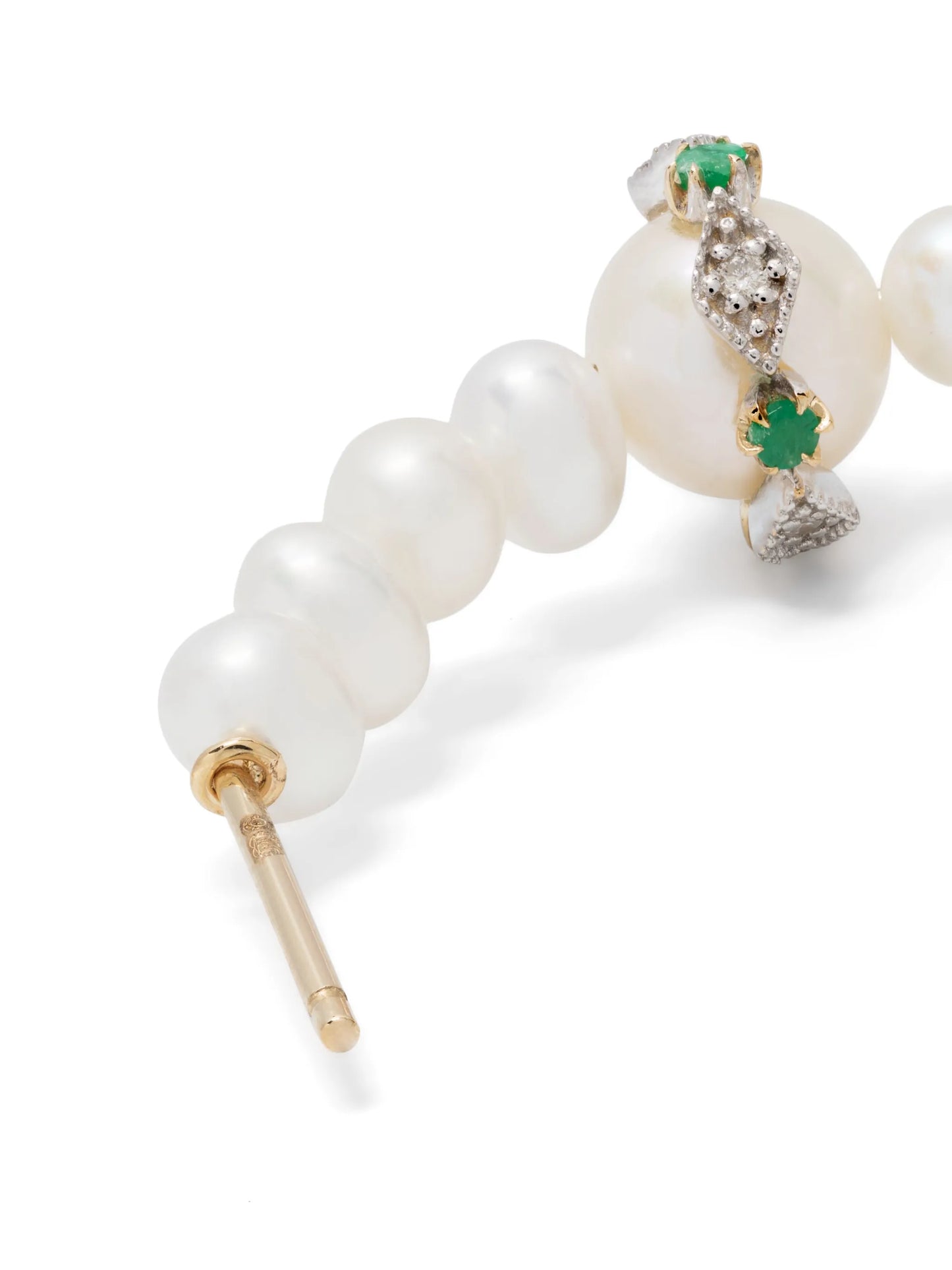 9kt yellow-gold Chelsea N°1 pearl and diamond hoop earring