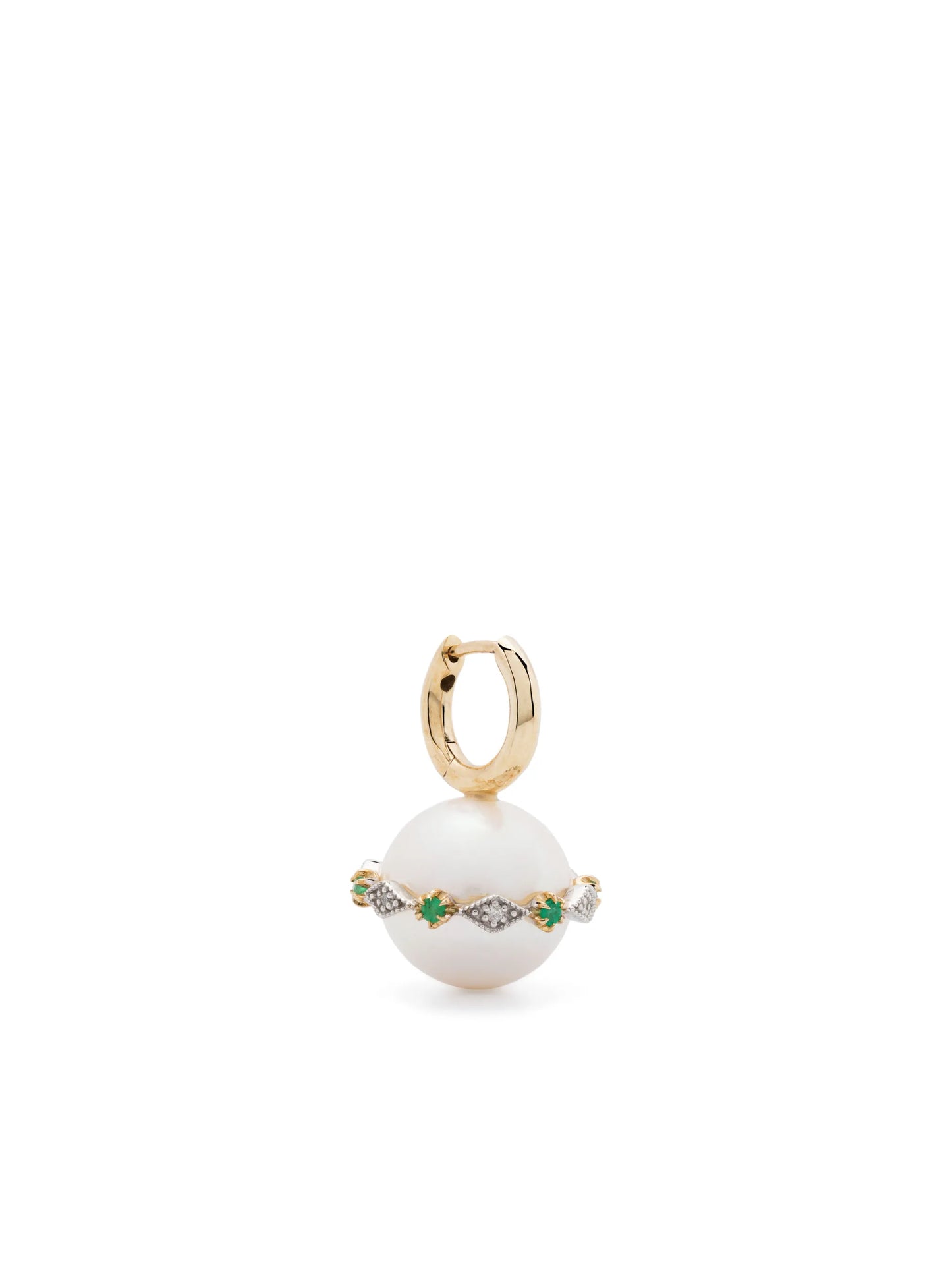 9kt yellow gold Chelsea N°4 pearl and diamond earring