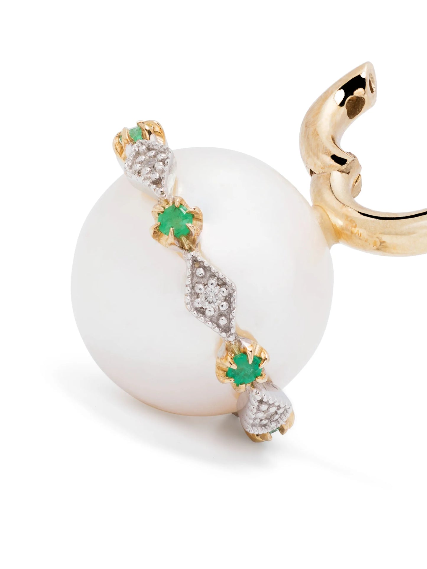 9kt yellow gold Chelsea N°4 pearl and diamond earring