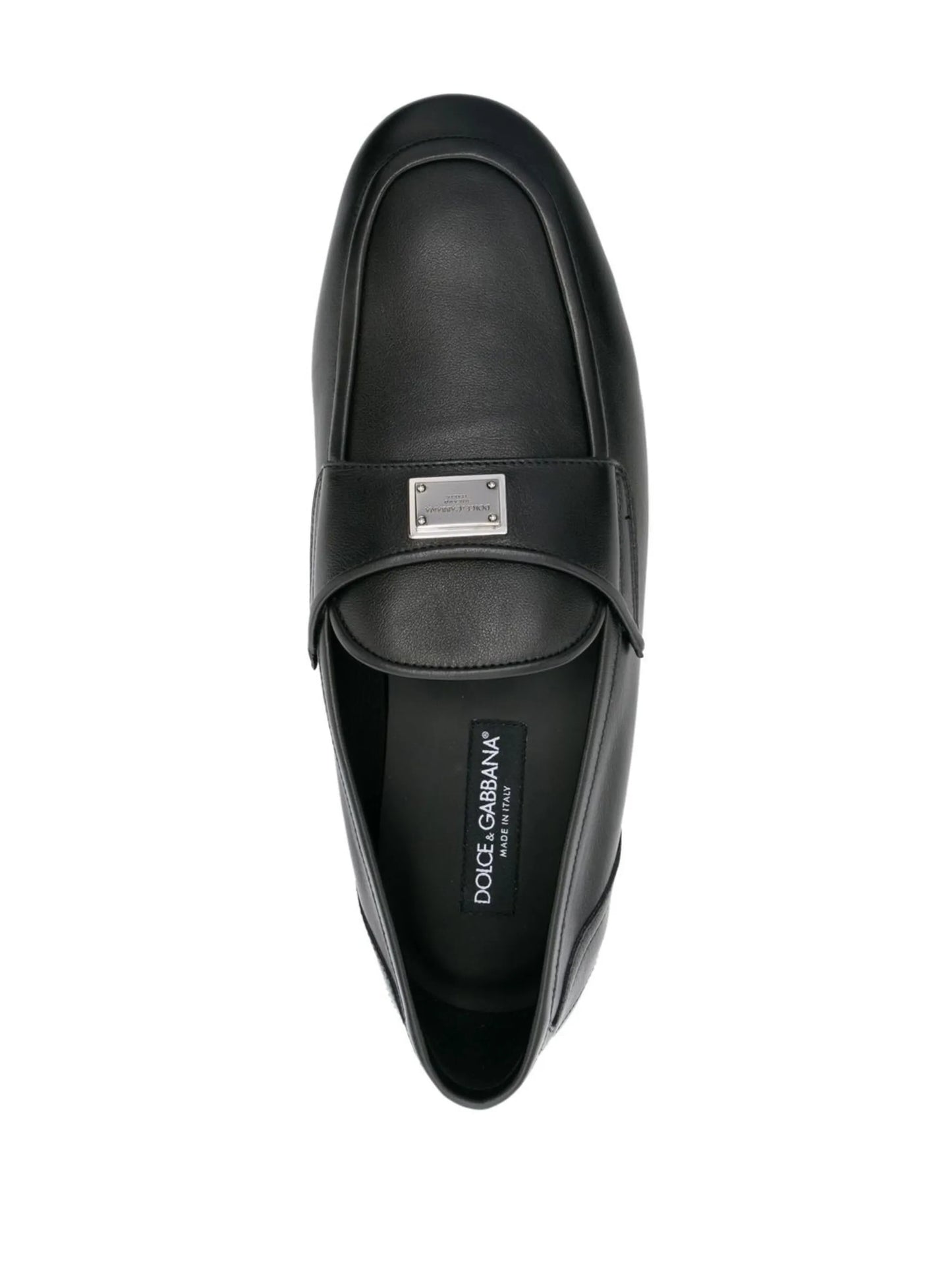 logo-plaque leather loafers