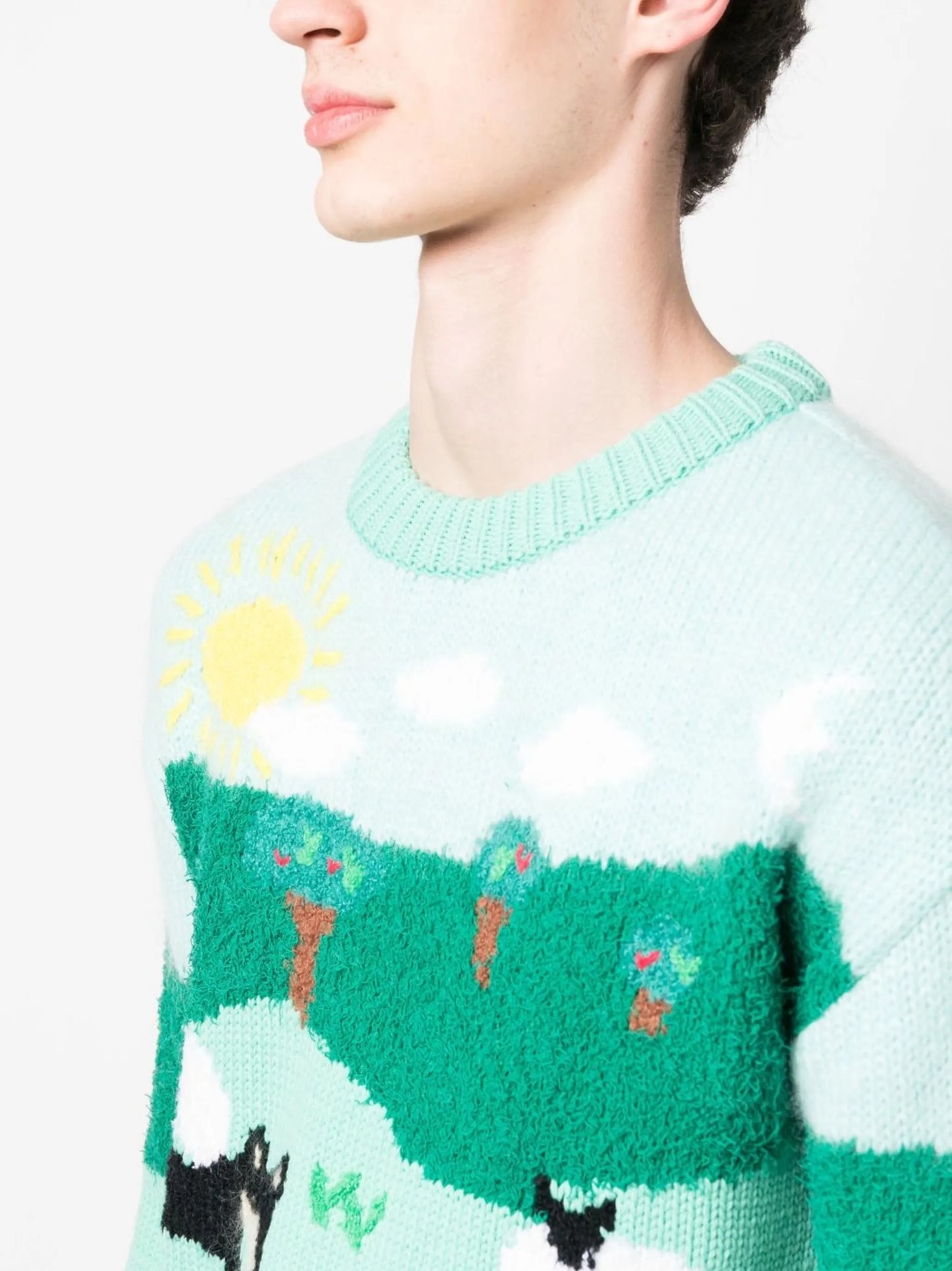patterned intarsia knit jumper