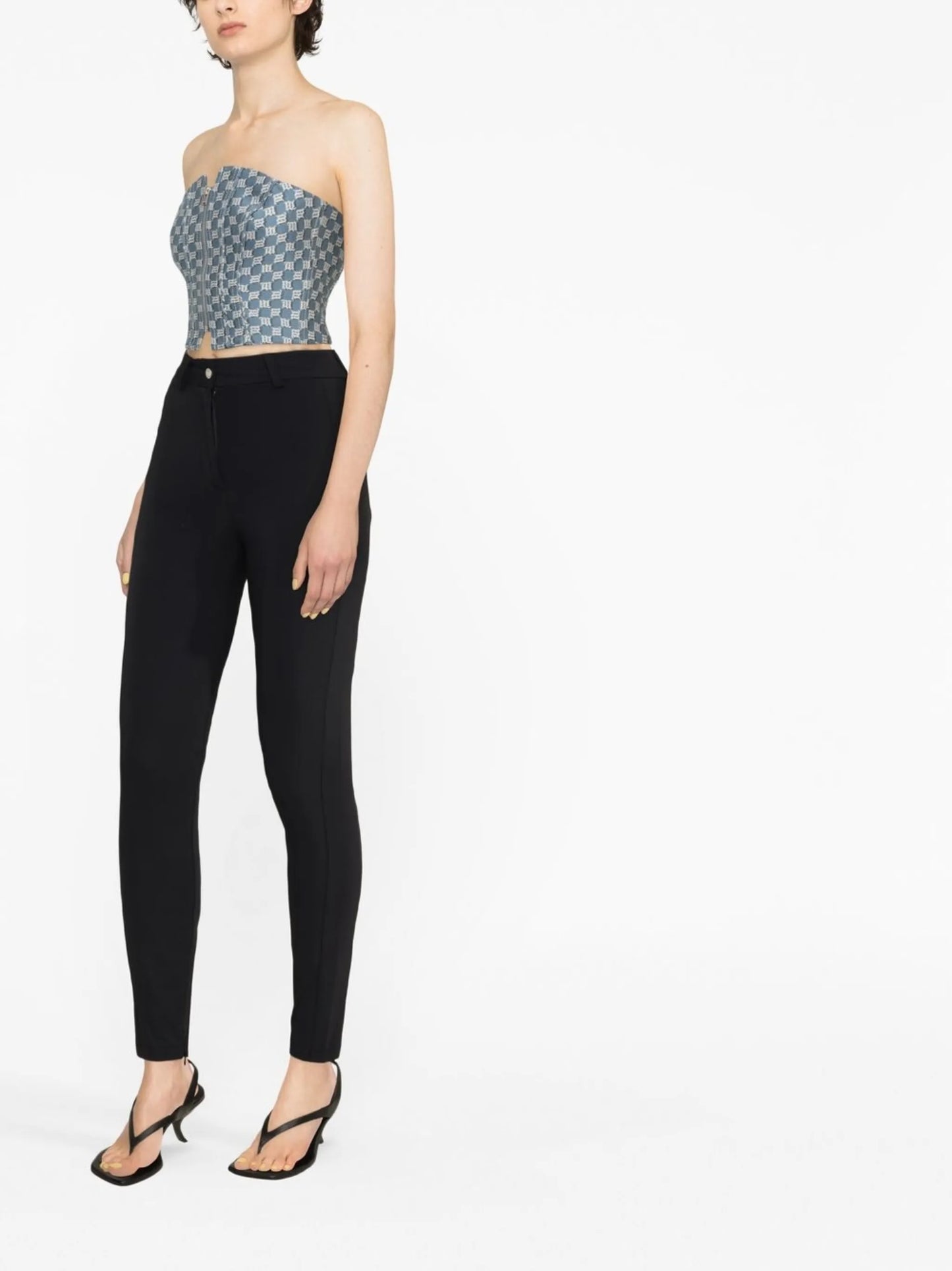 monogram-jacquard strapless corset top