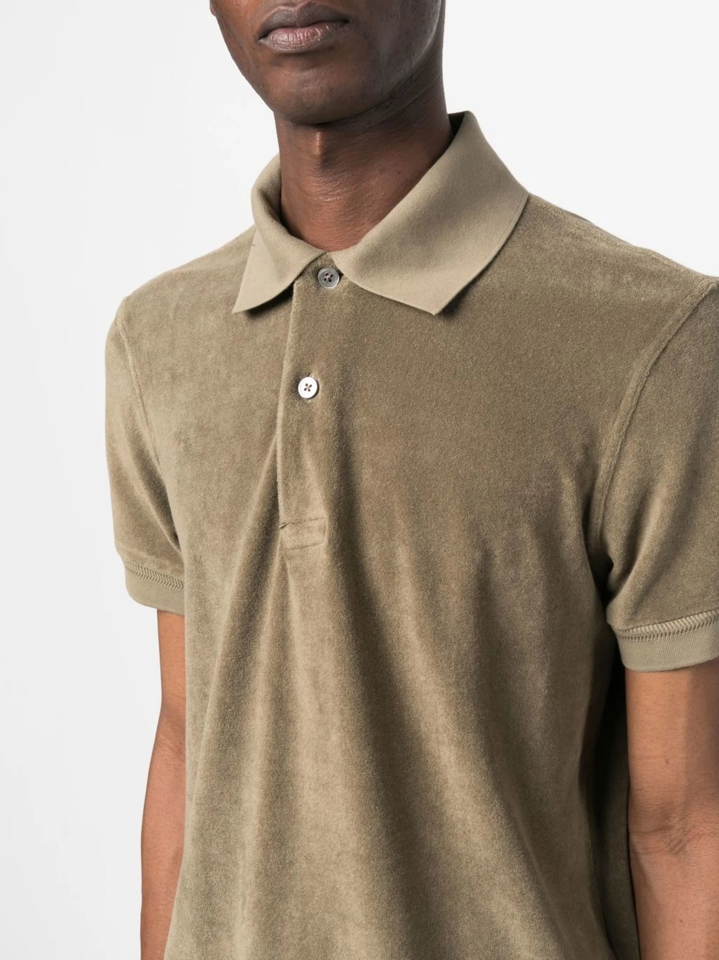 short-sleeved fleece polo shirt