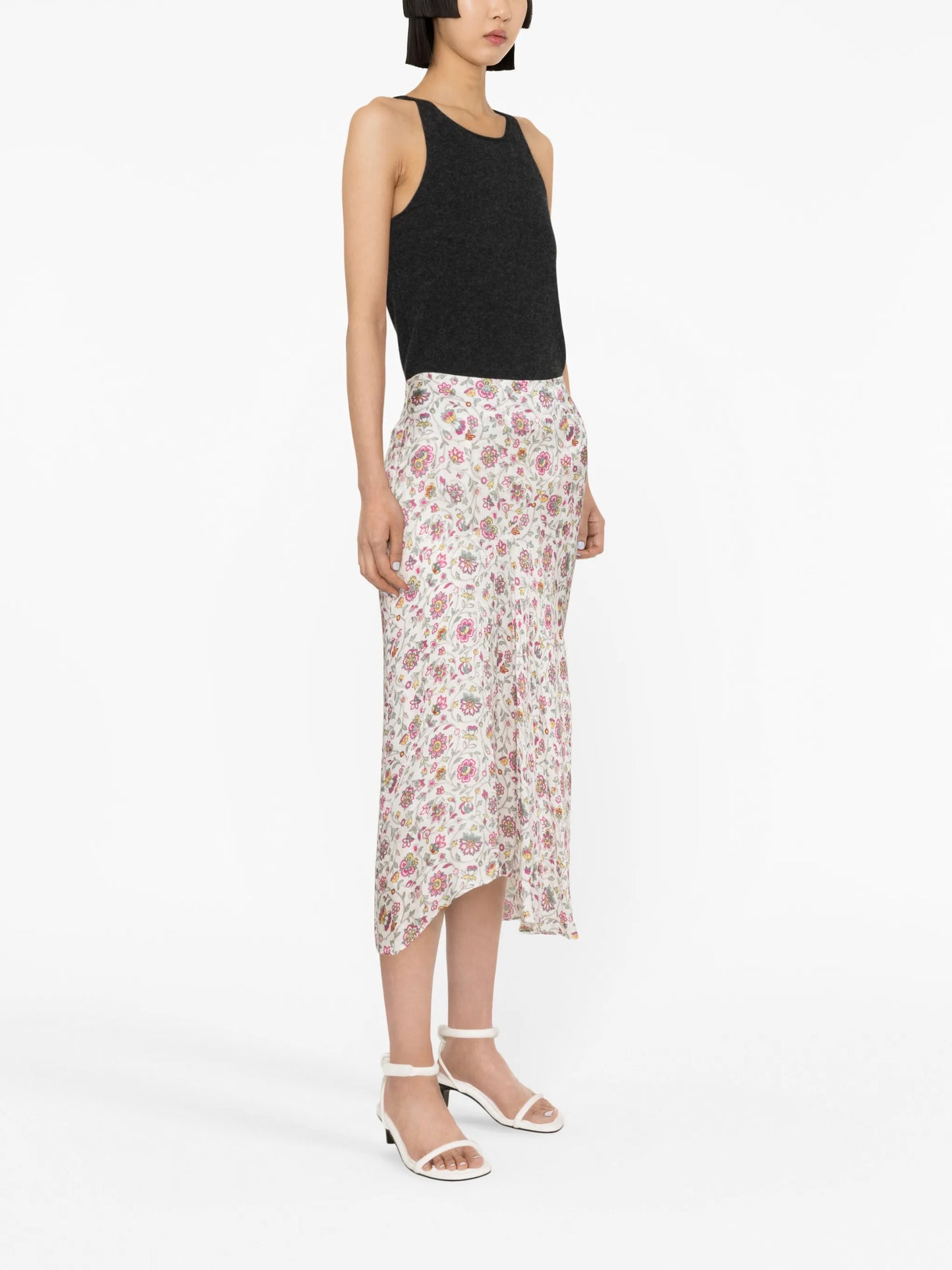 Lisanne floral-print asymmetric skirt
