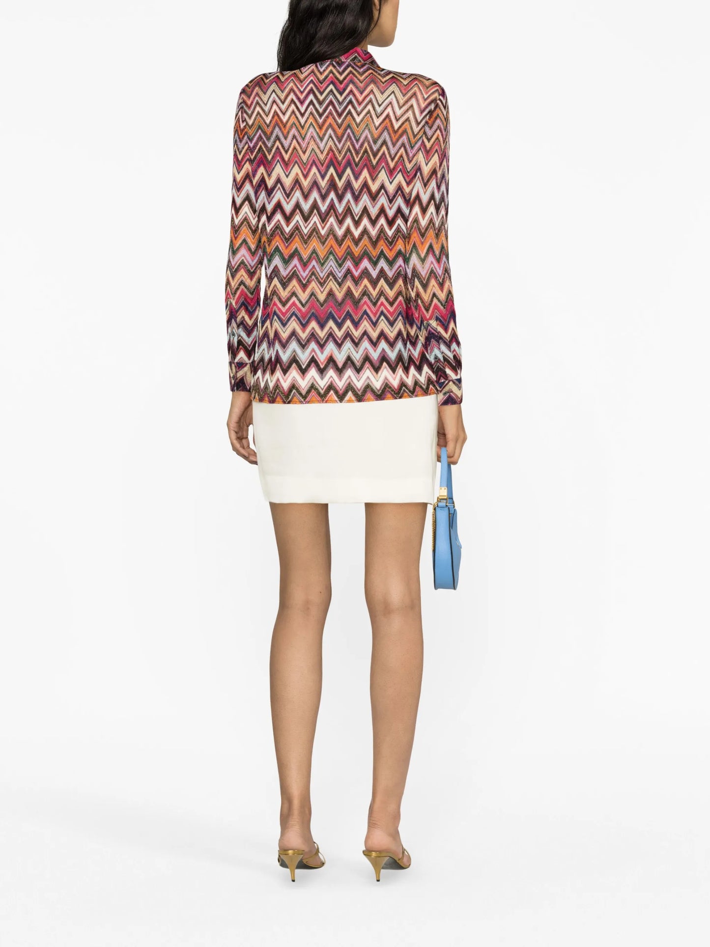 zigzag-pattern long-sleeved shirt