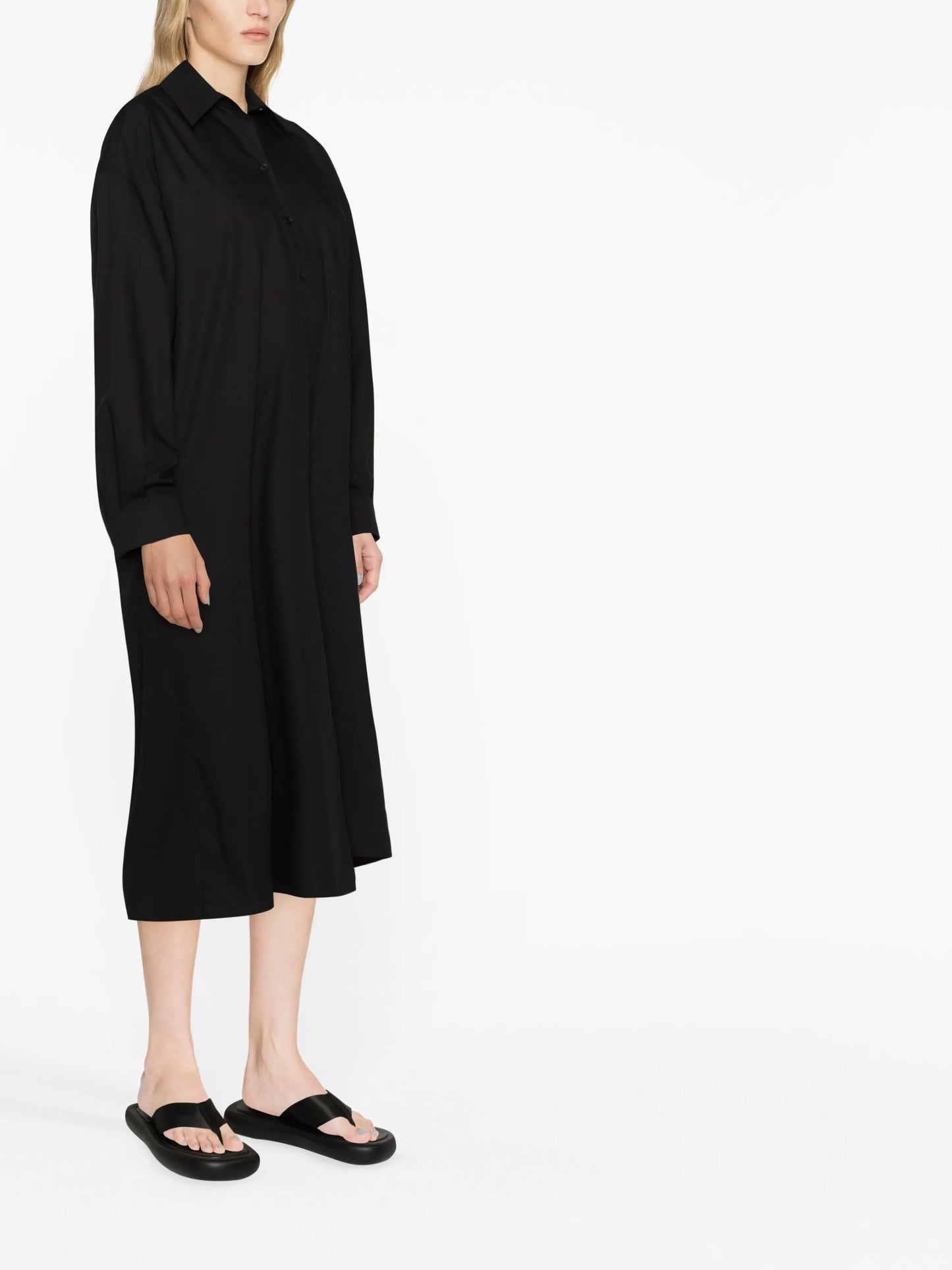 Twisted long-sleeve shirt dress