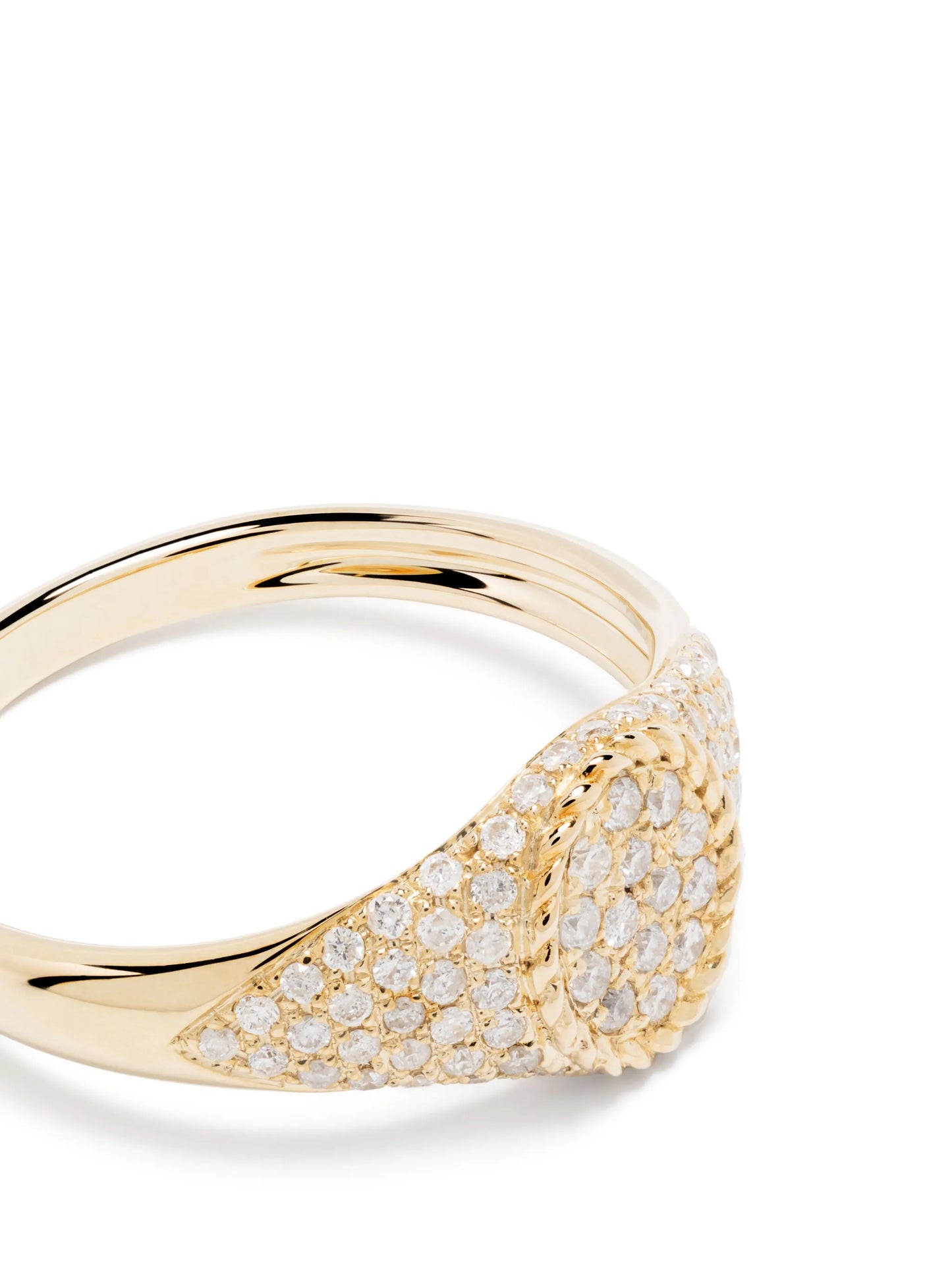 9kt yellow gold Baby Chevalier diamond signet ring