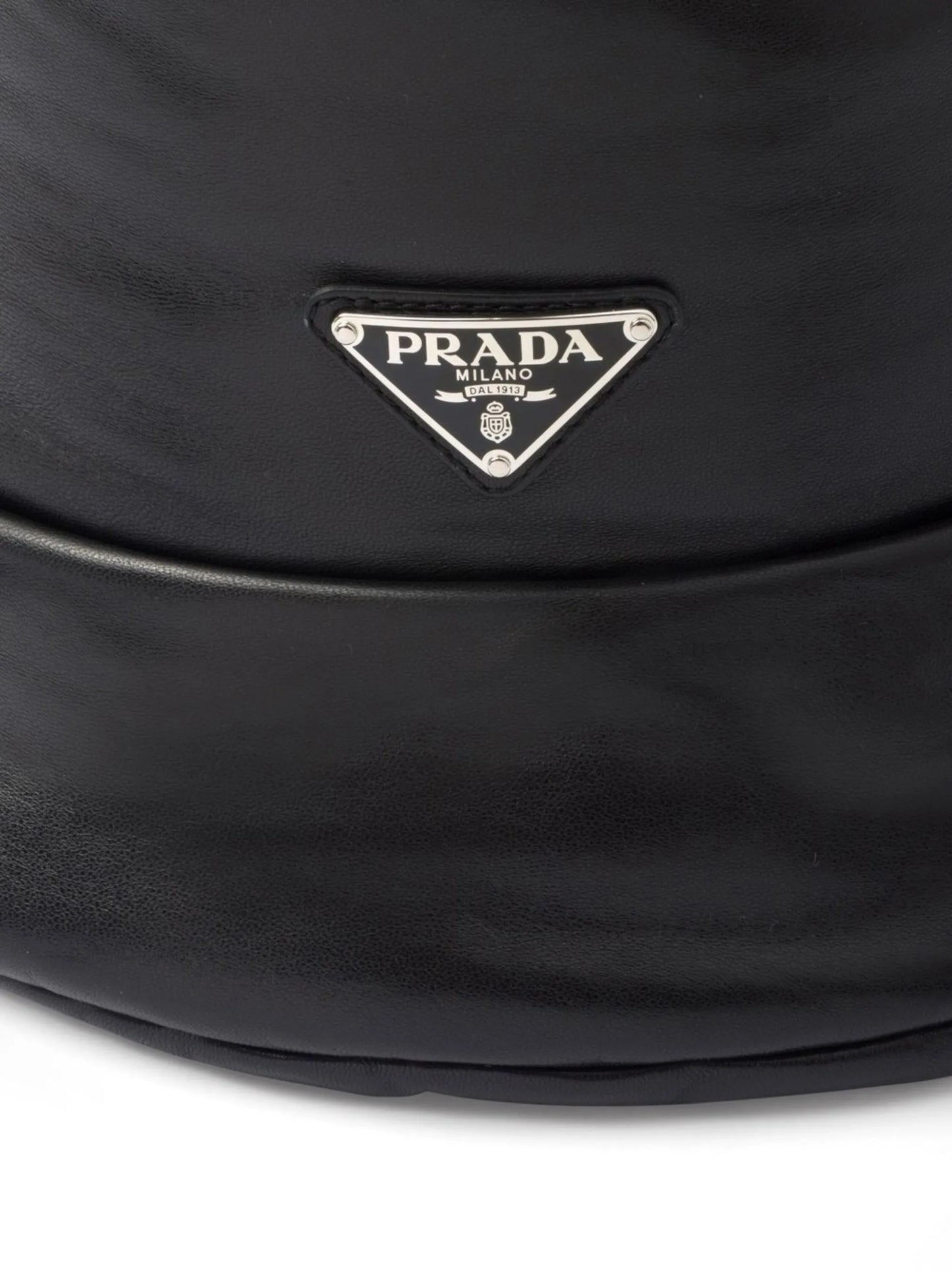 enamelled-logo nappa leather bucket hat