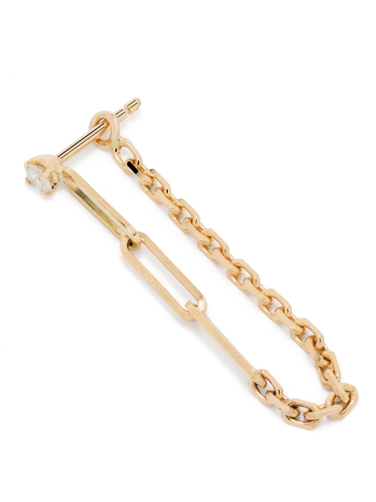 18K yellow gold diamond Solitaire chain diamond drop earring