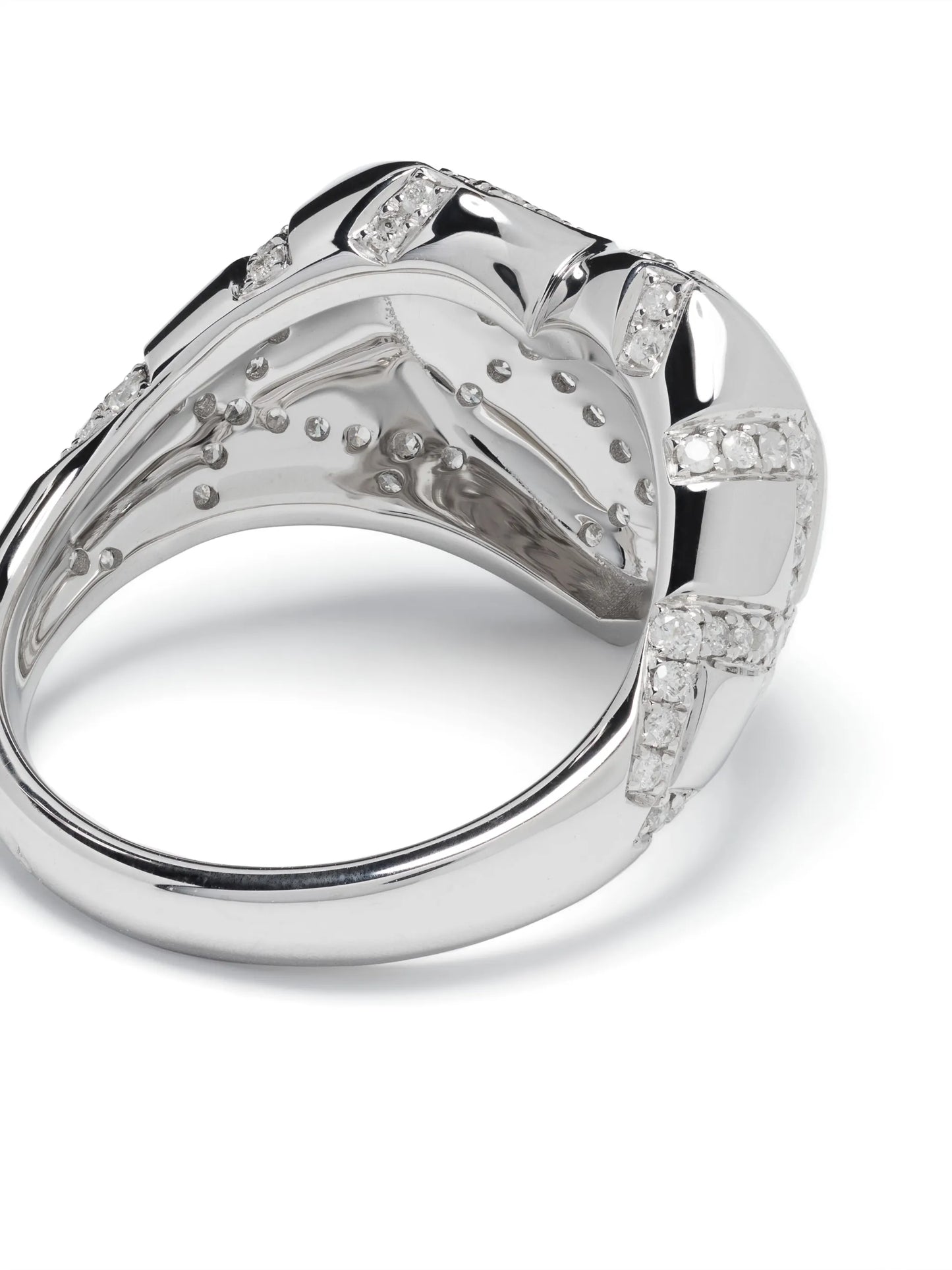 9kt white gold Chevalier Coeur Cross diamond signet ring