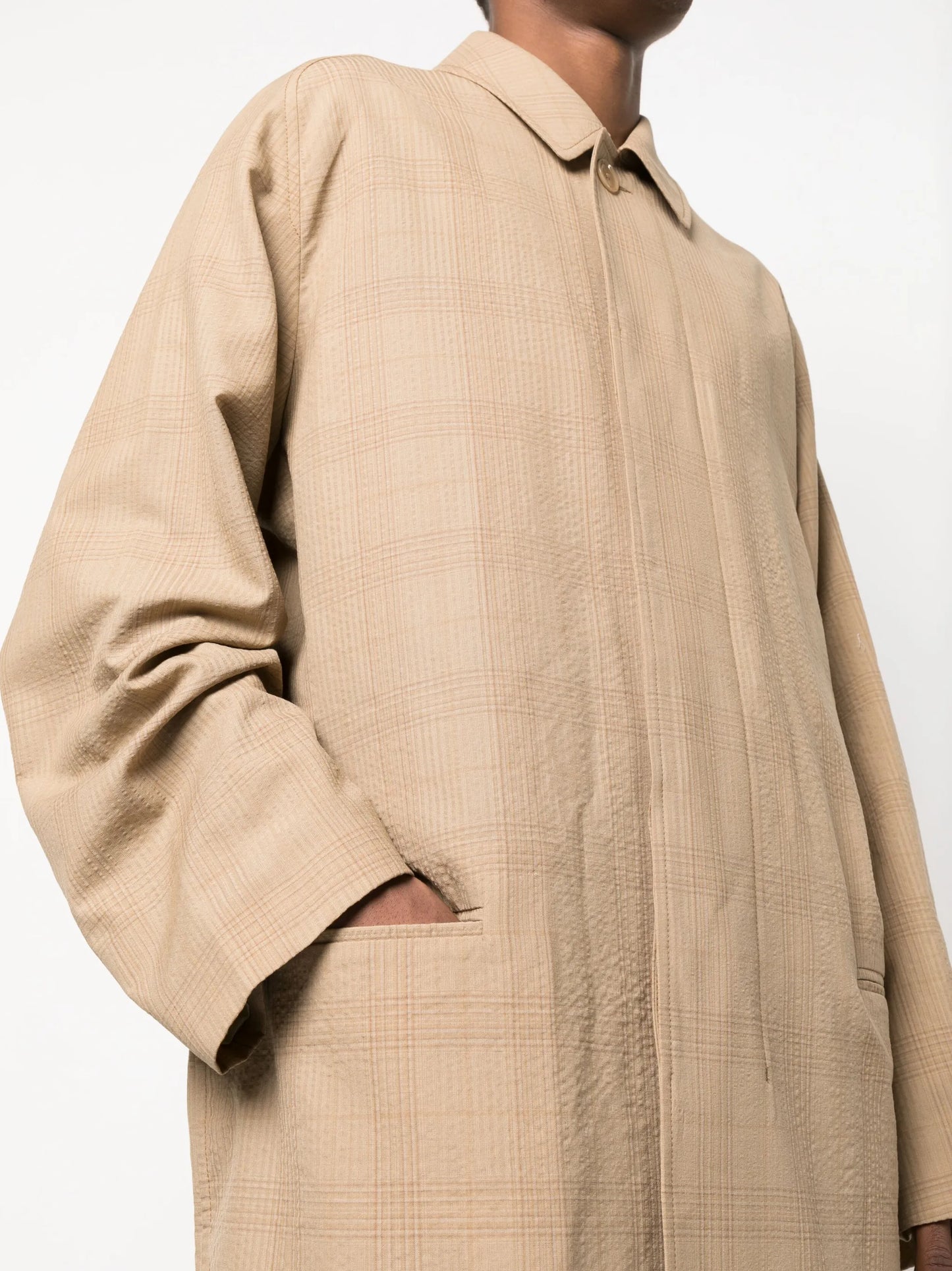check-print wool coat