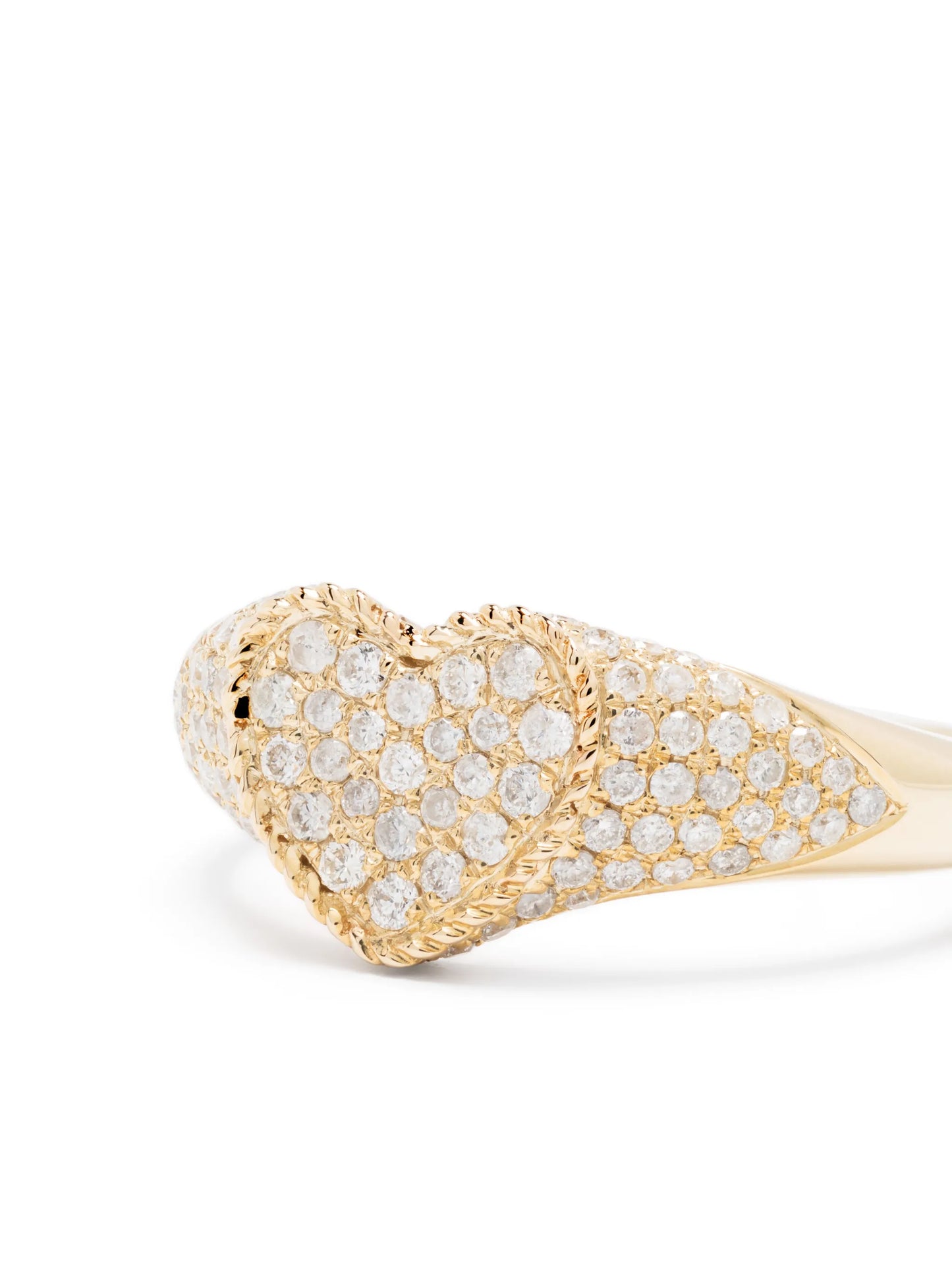 9kt yellow gold Baby Chevalier Coeur diamond signet ring