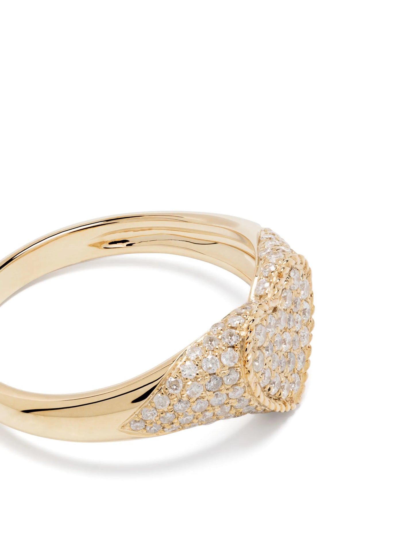 9kt yellow gold Baby Chevalier Coeur diamond signet ring