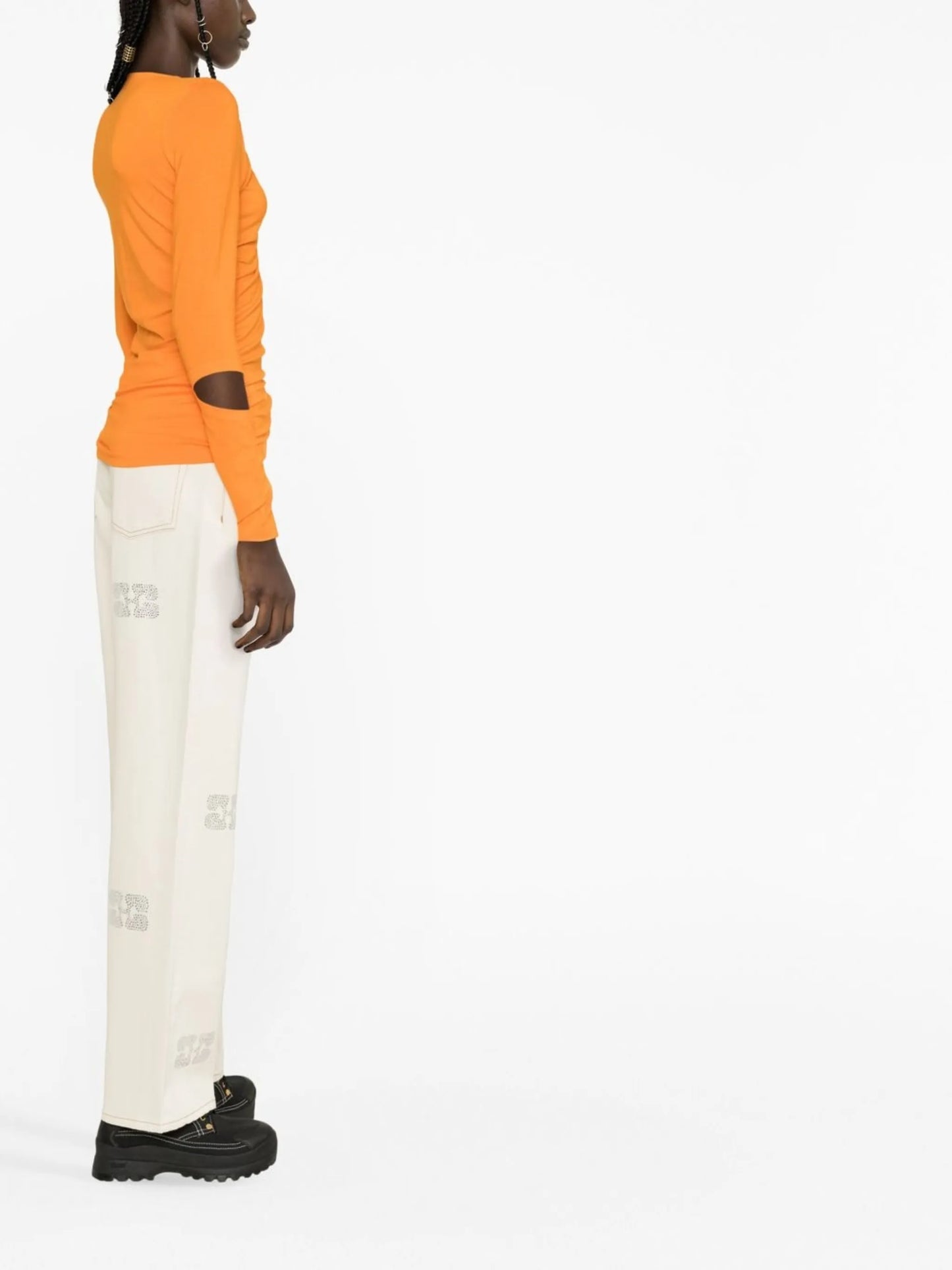 cut-out long-sleeved top
