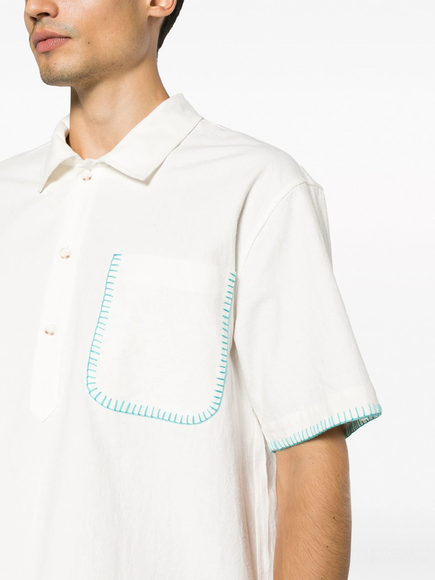 whipstitch-detail short-sleeve shirt