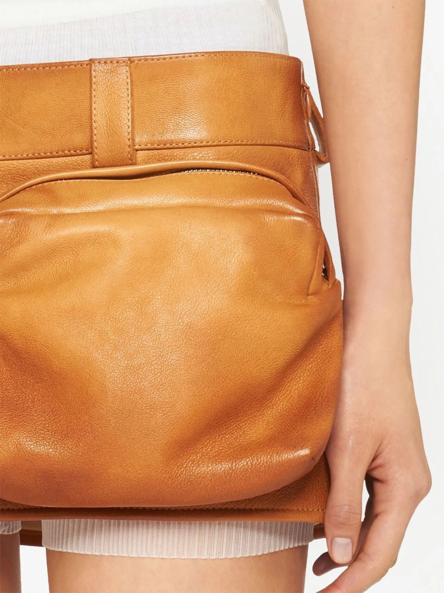 nappa leather mini skirt