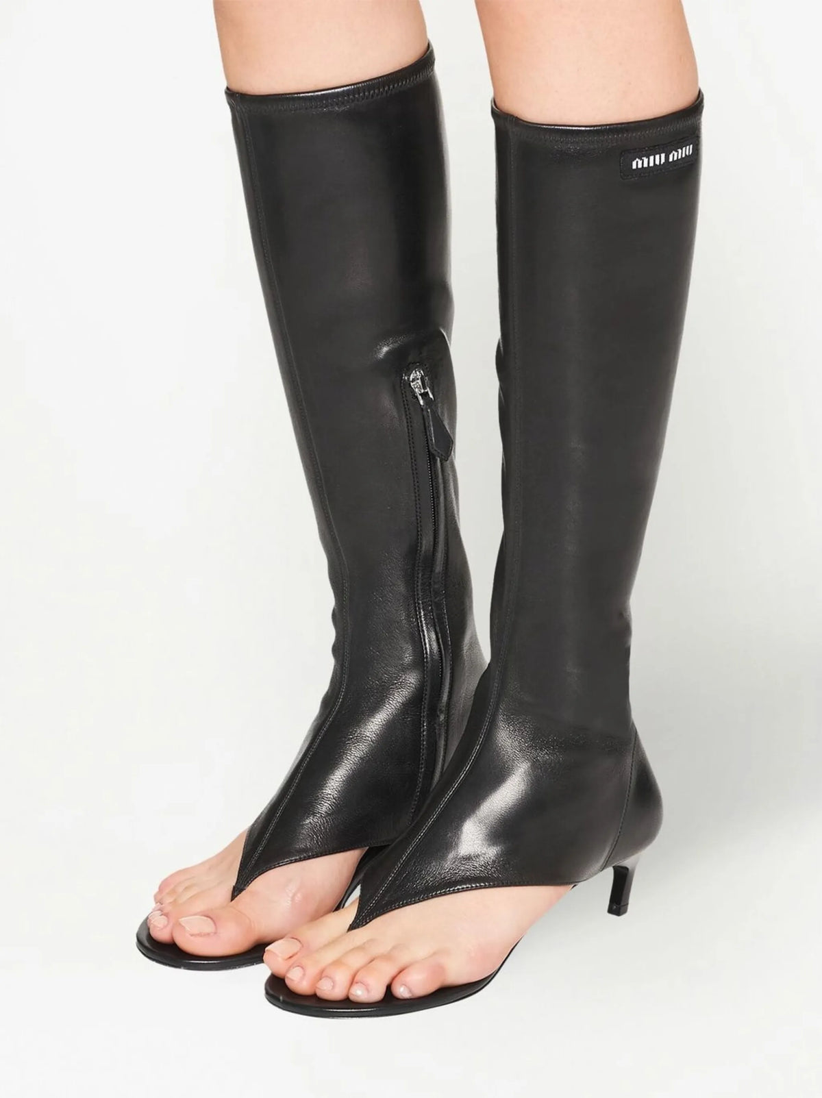 low-heel thong boots