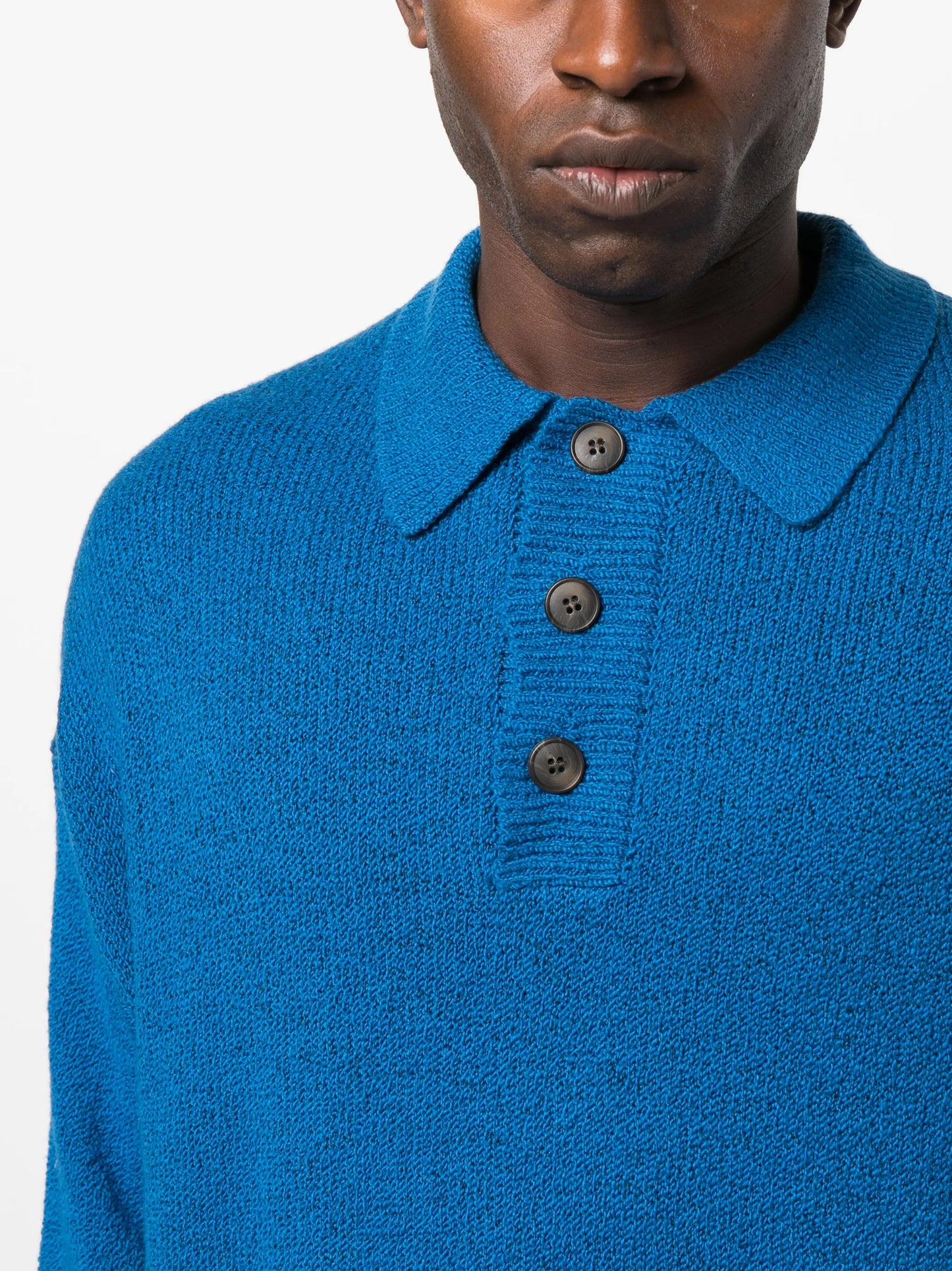 knitted long-sleeve polo shirt