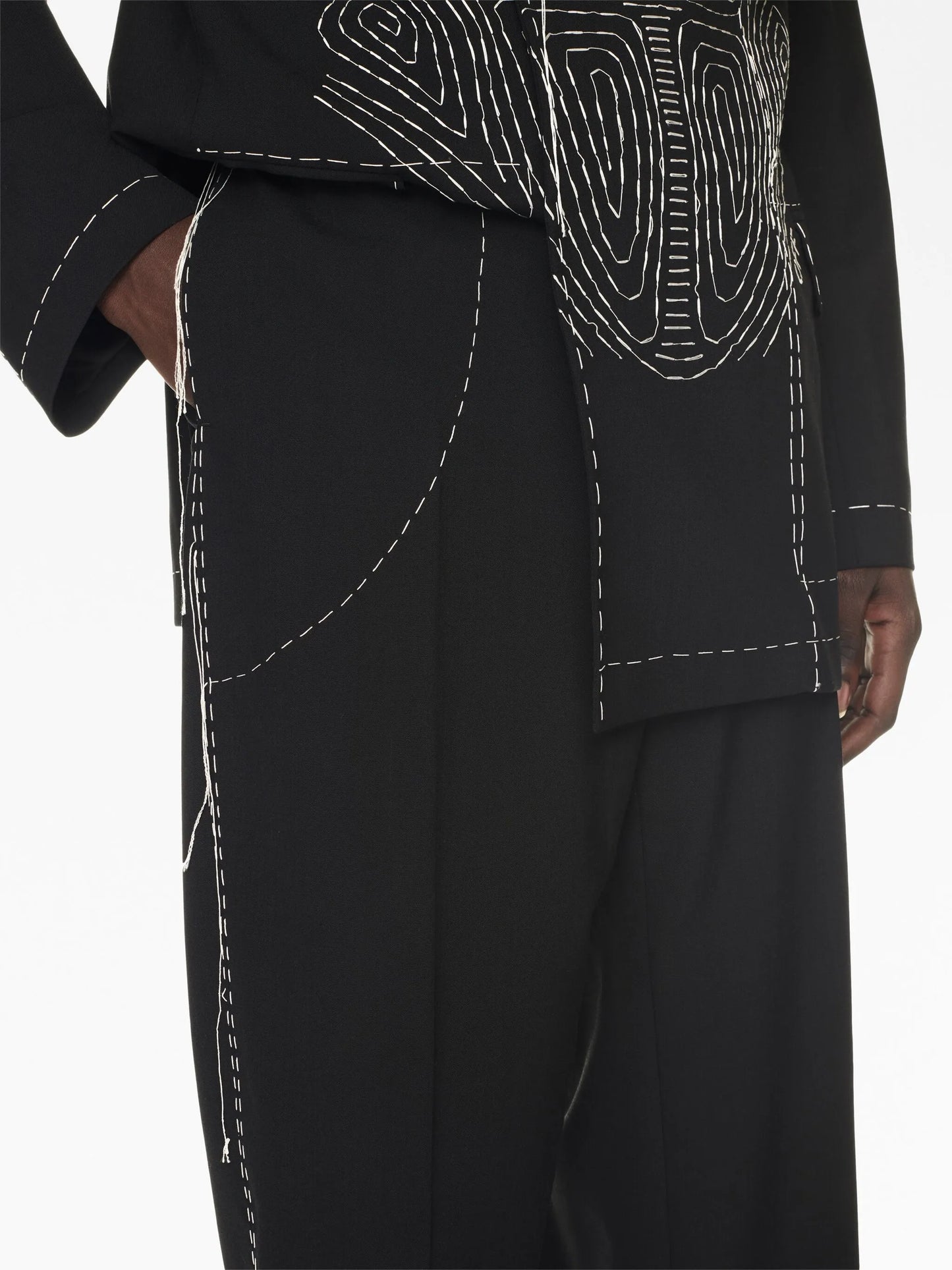 Runway contrast-stitching tailored trousers