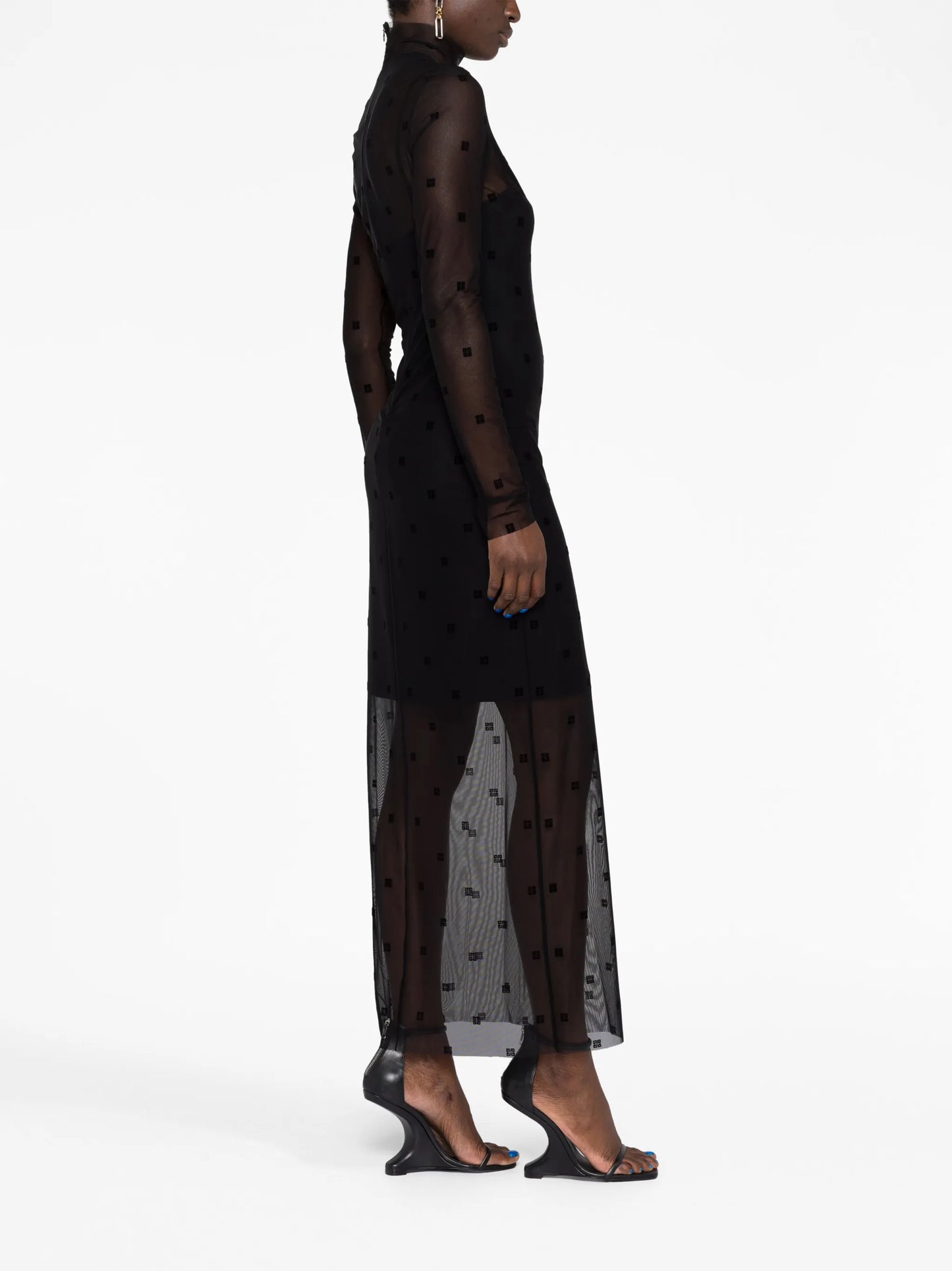 4G-motif tulle maxi dress