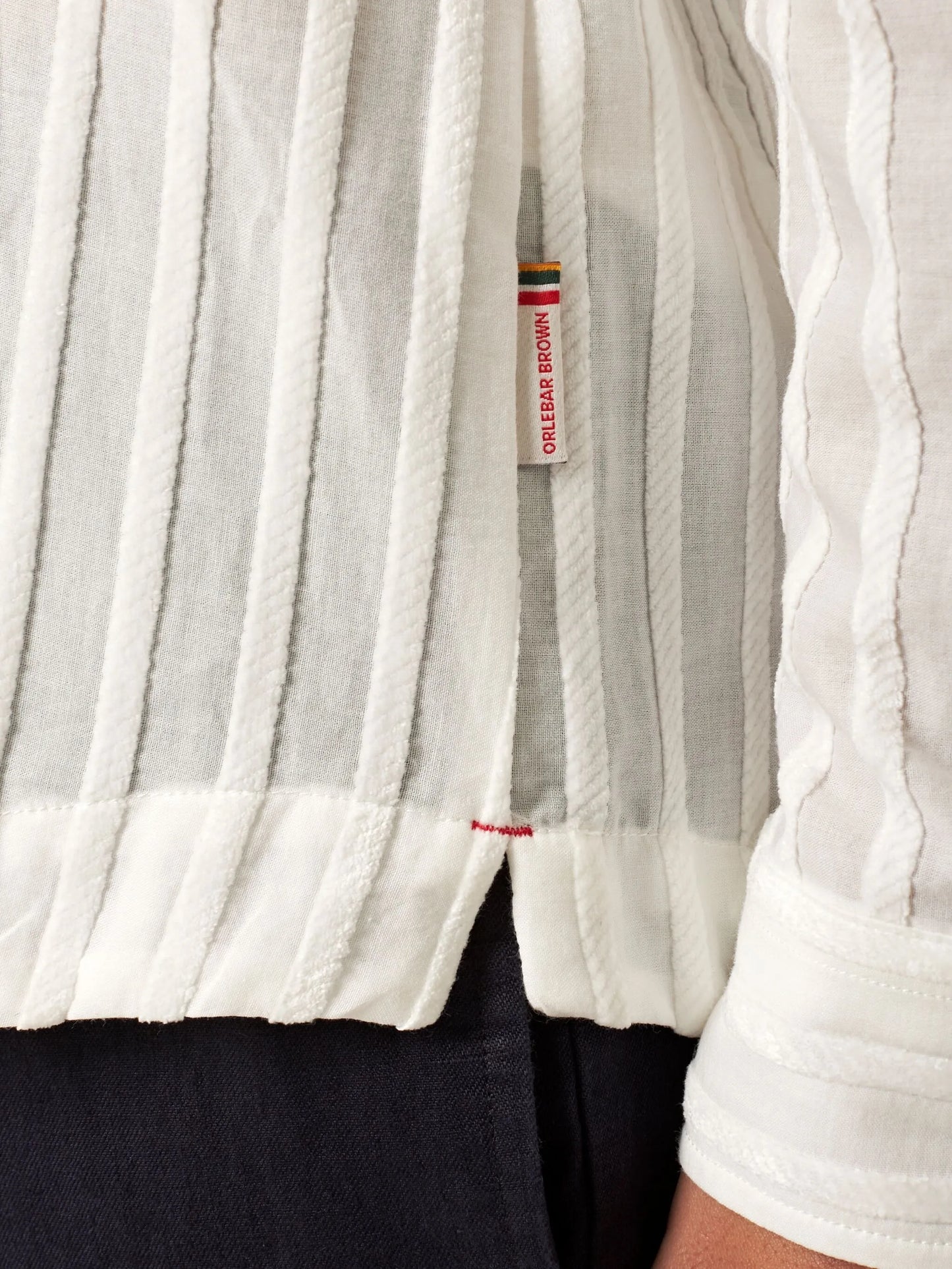 vertical-striped chenille shirt