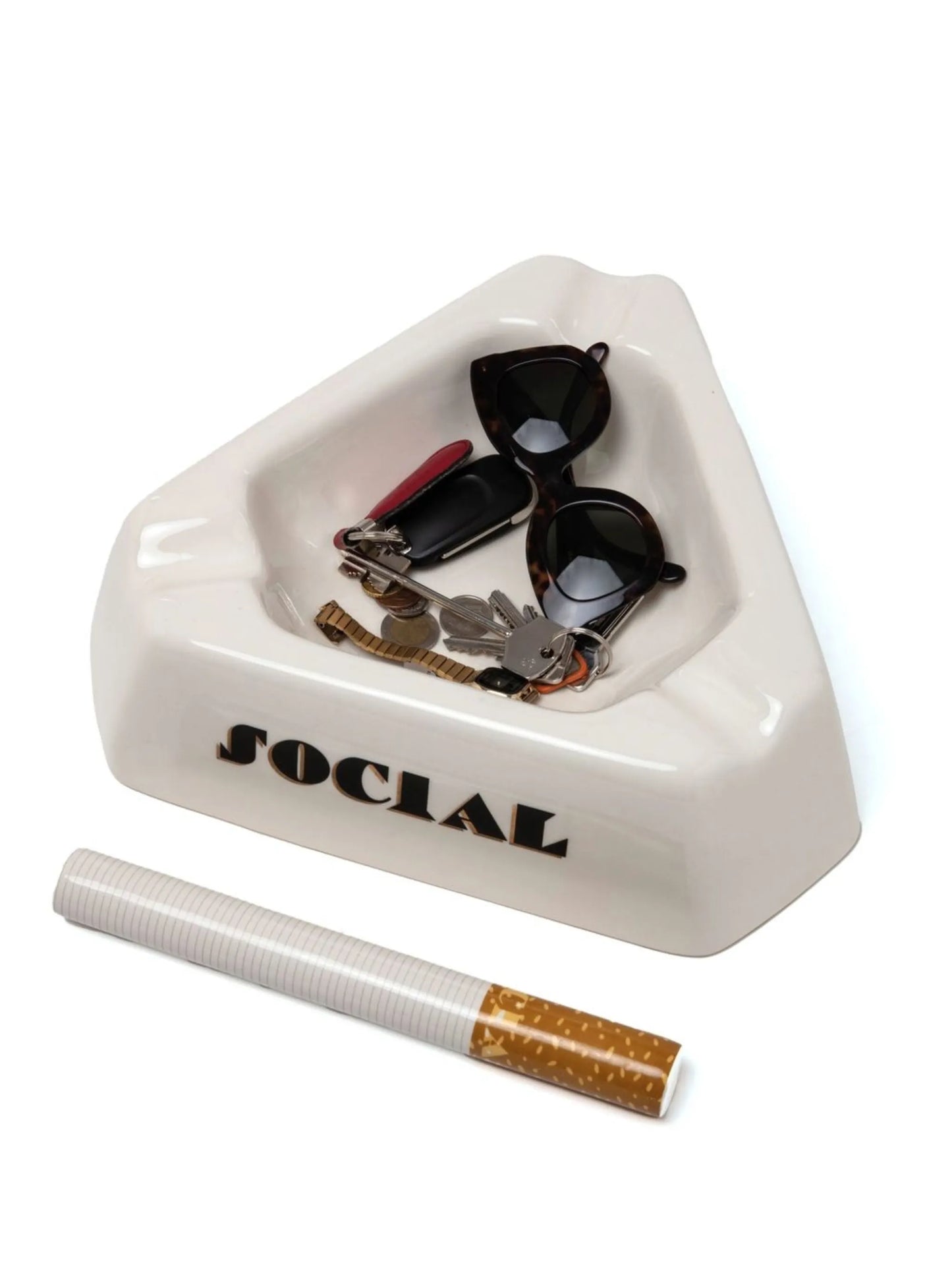 slogan-print porcelain ashtray