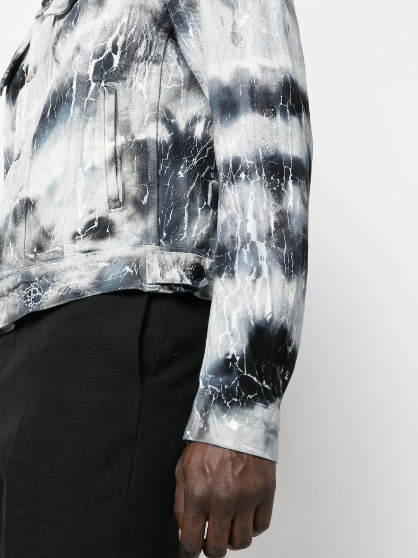 cracked-effect denim jacket