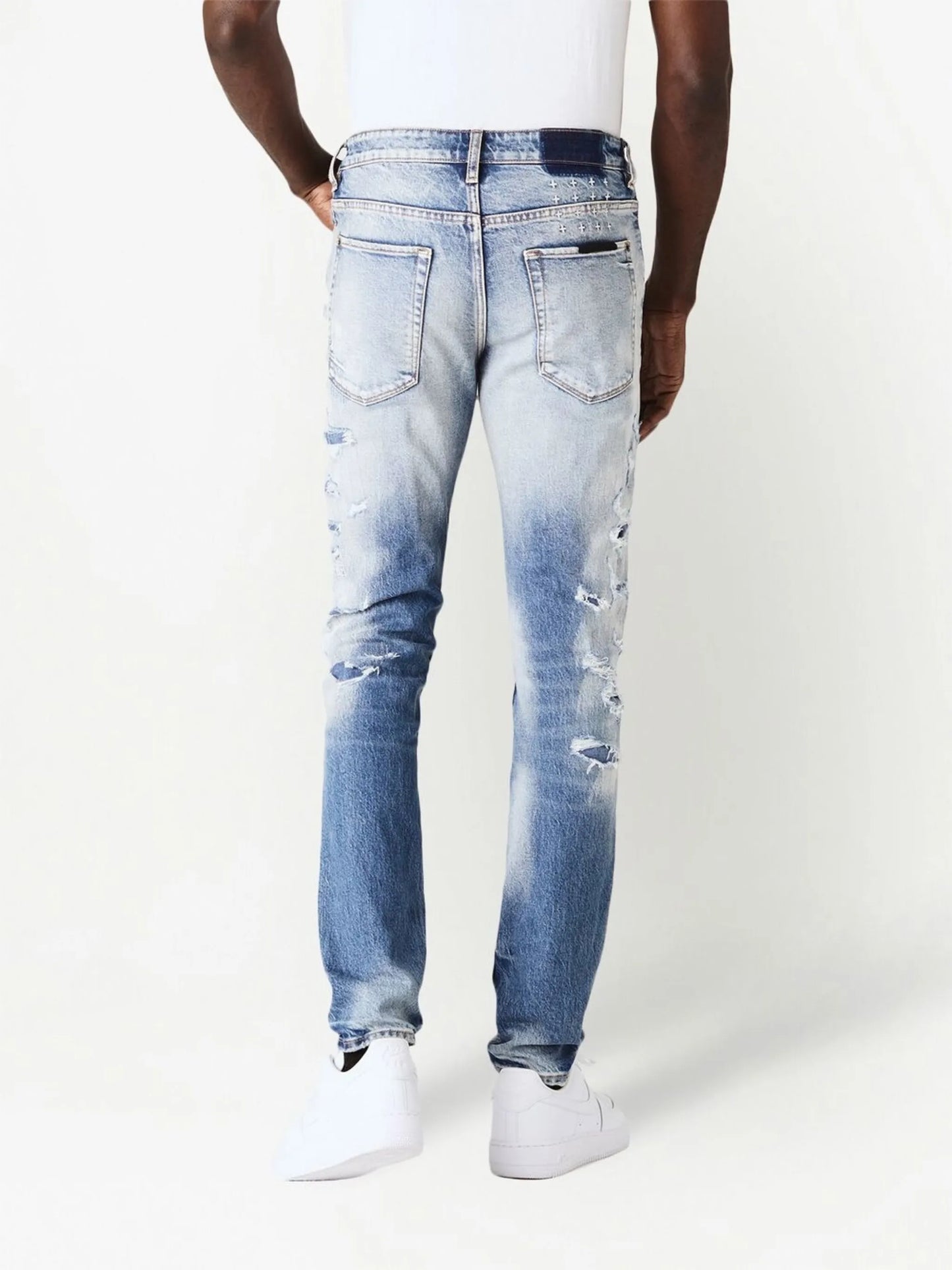 ripped-detail slim-fit jeans